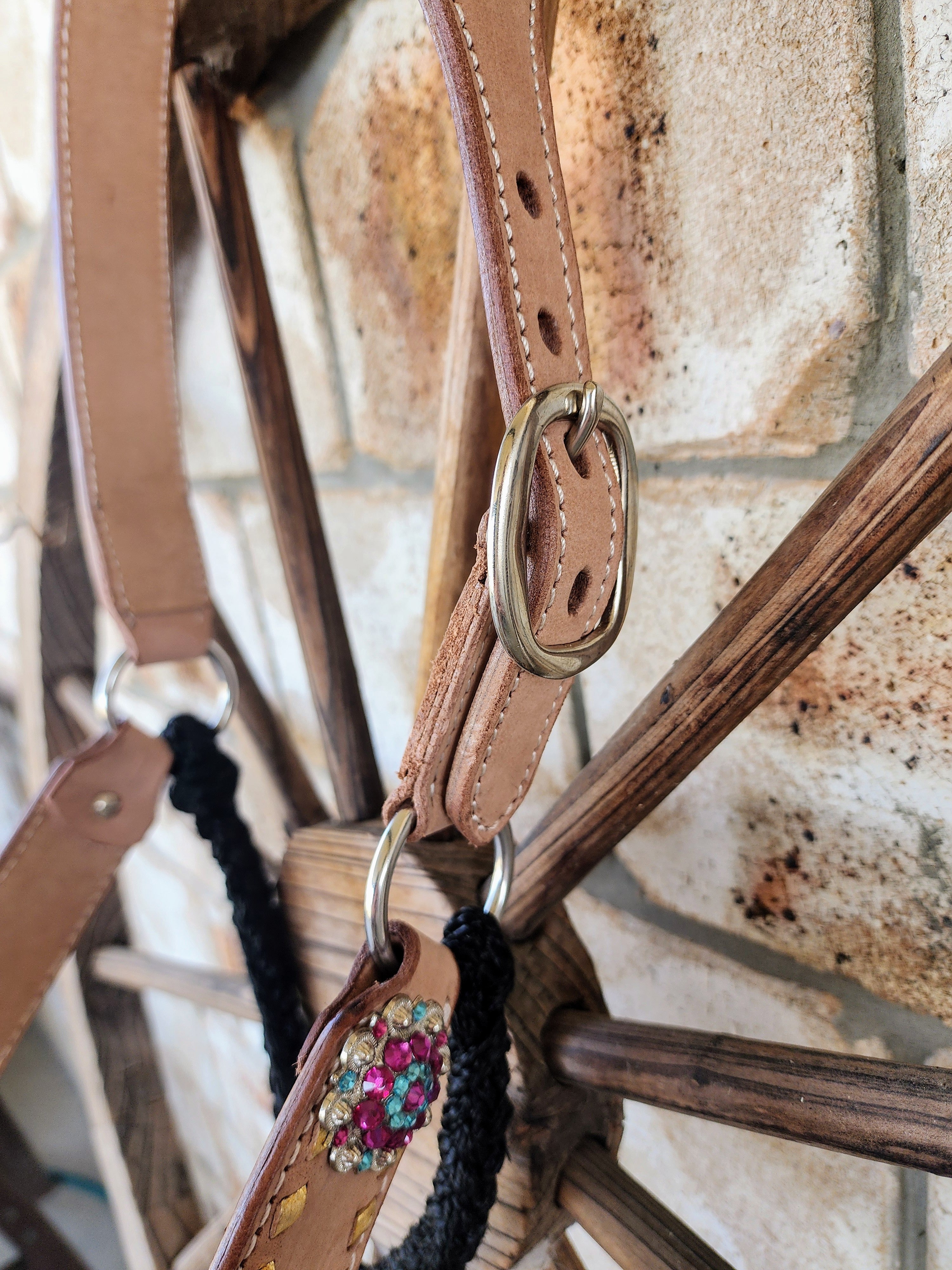 Leather Halter with Rope Noseband