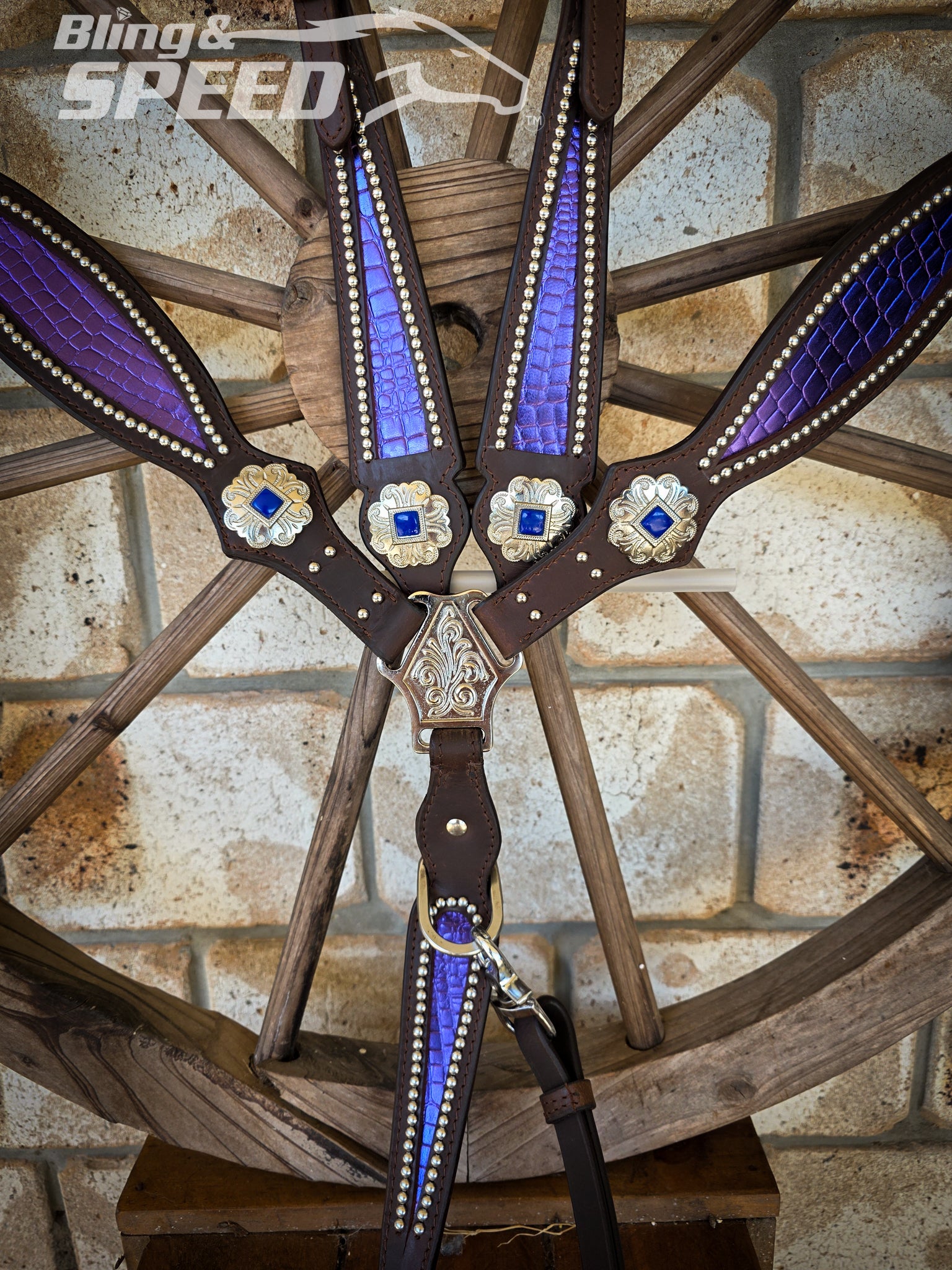 Purple Croc Inlay Tack Set