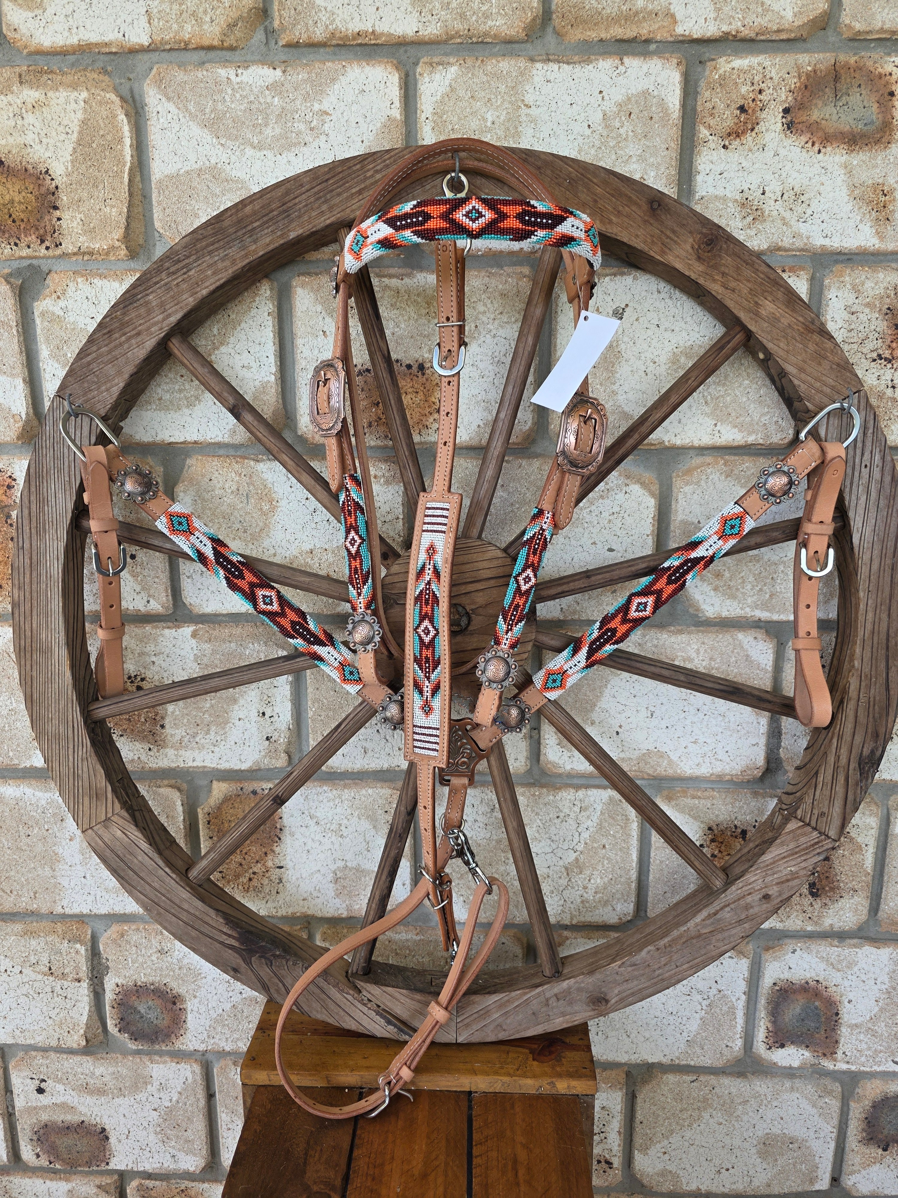 Beaded Desert Breastcollar, Bridle and Wither strap Set