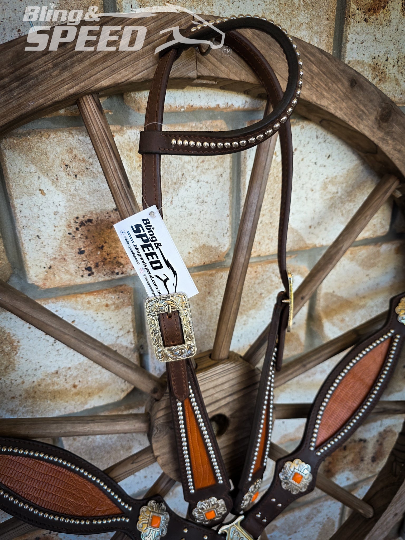 Burnt Orange Croc Inlay Tack Set