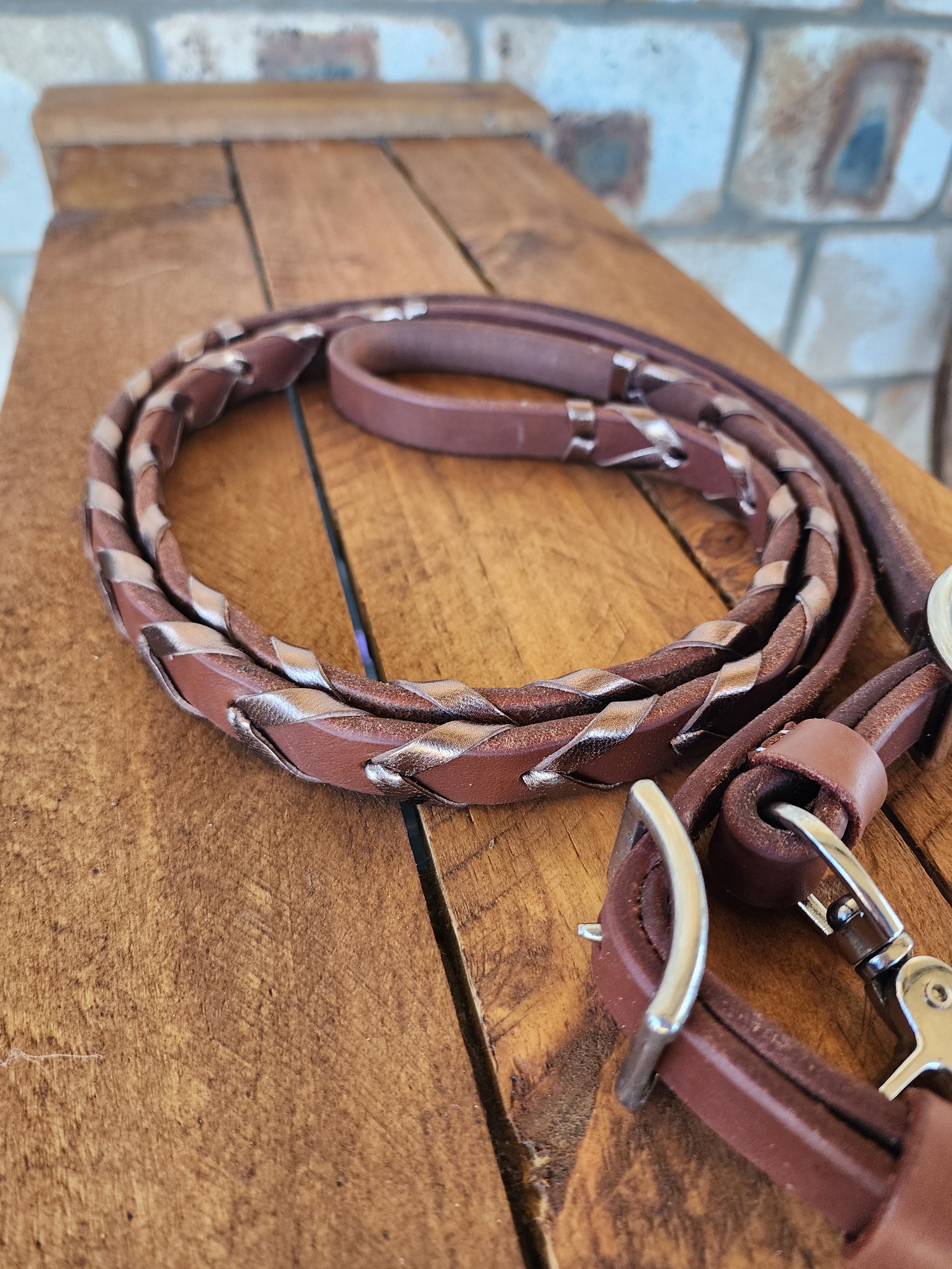 Laced Barrel Reins - Pewter