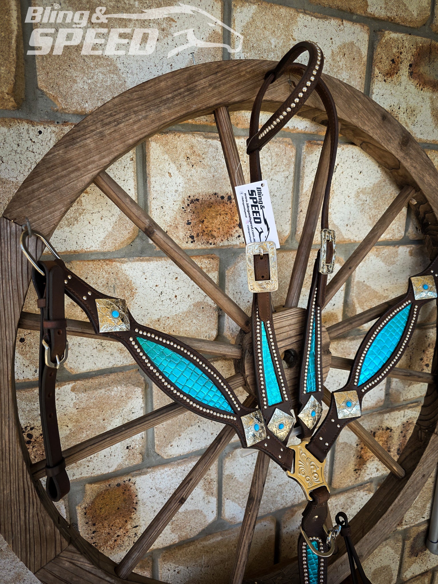 Turquoise Croc Inlay Tack Set