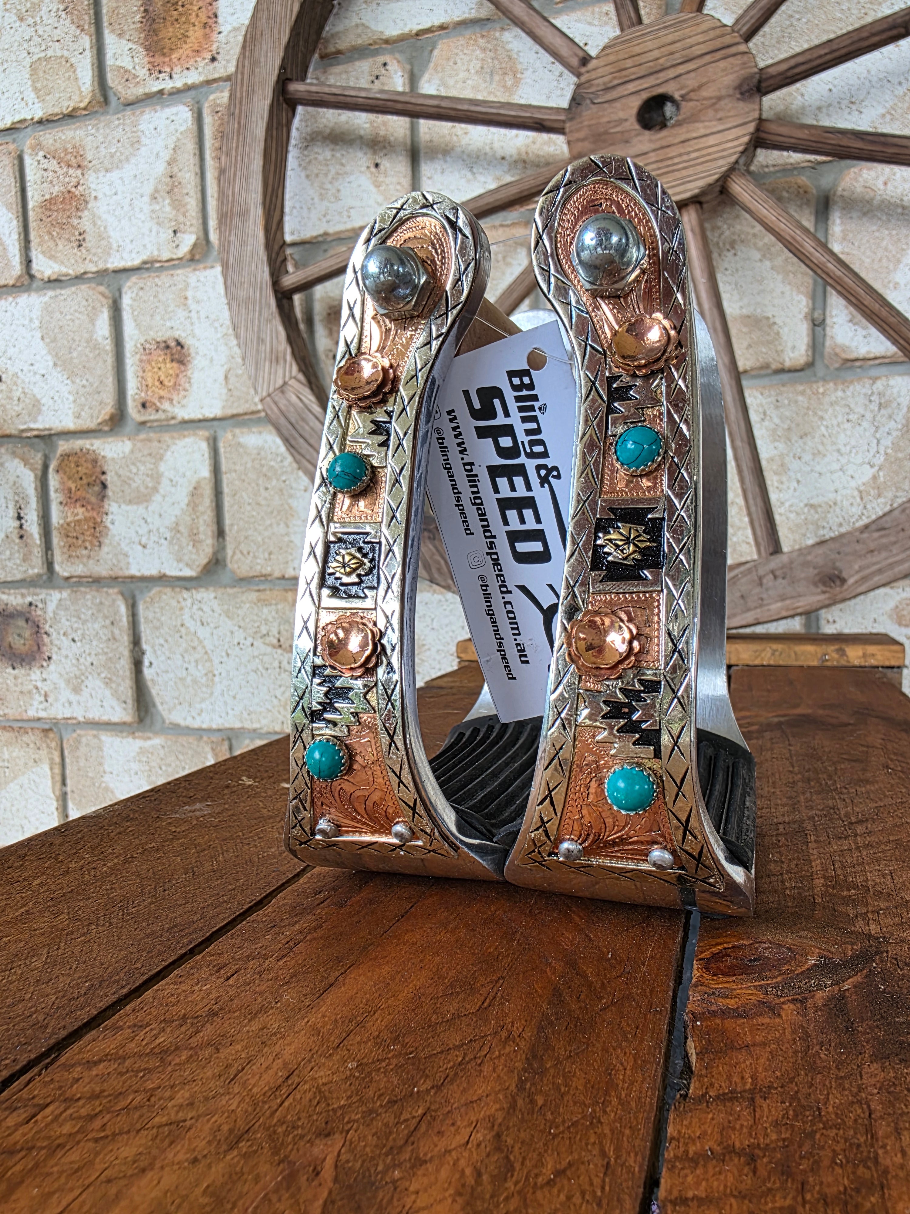 Copper and Aqua Stirrups