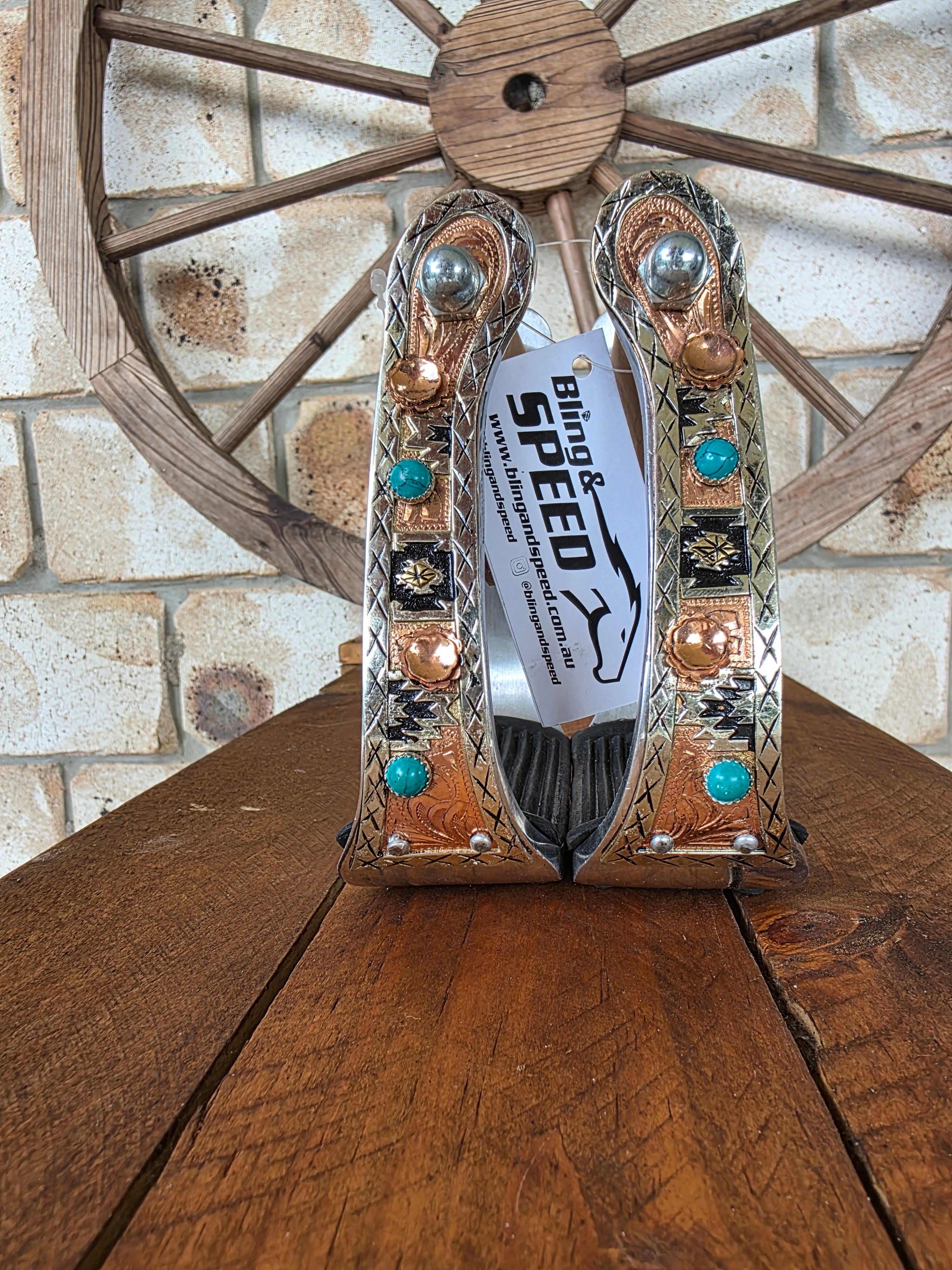 Copper and Aqua Stirrups