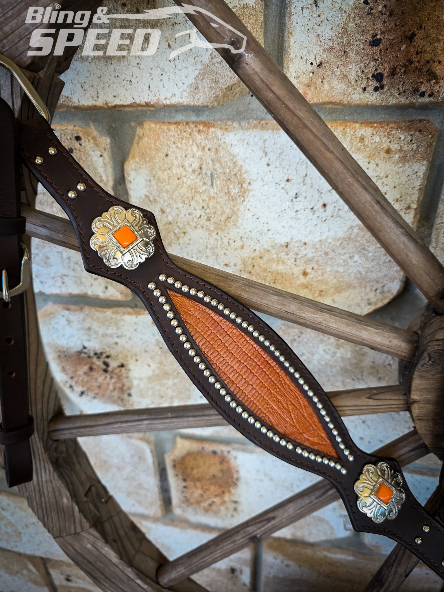 Burnt Orange Croc Inlay Tack Set