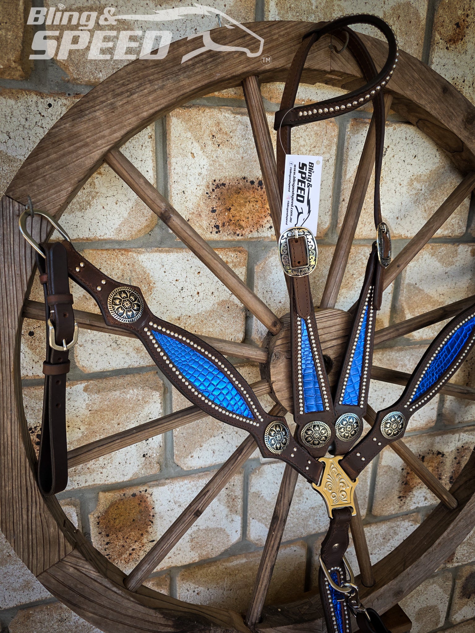 Blue Croc Inlay Tack Set