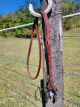 Load image into Gallery viewer, Twisted Bloodknot Leather Barrel Reins