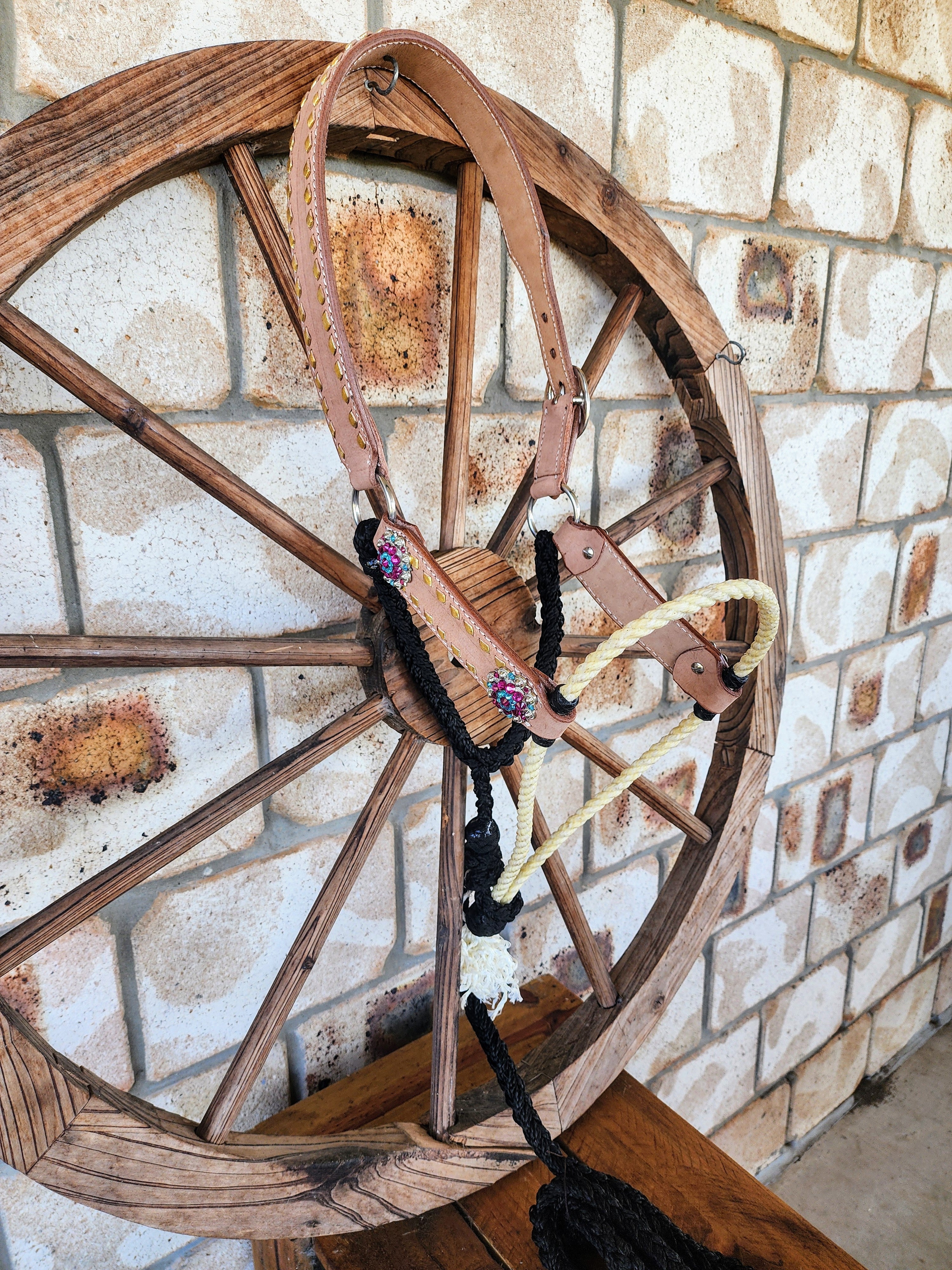 Leather Halter with Rope Noseband