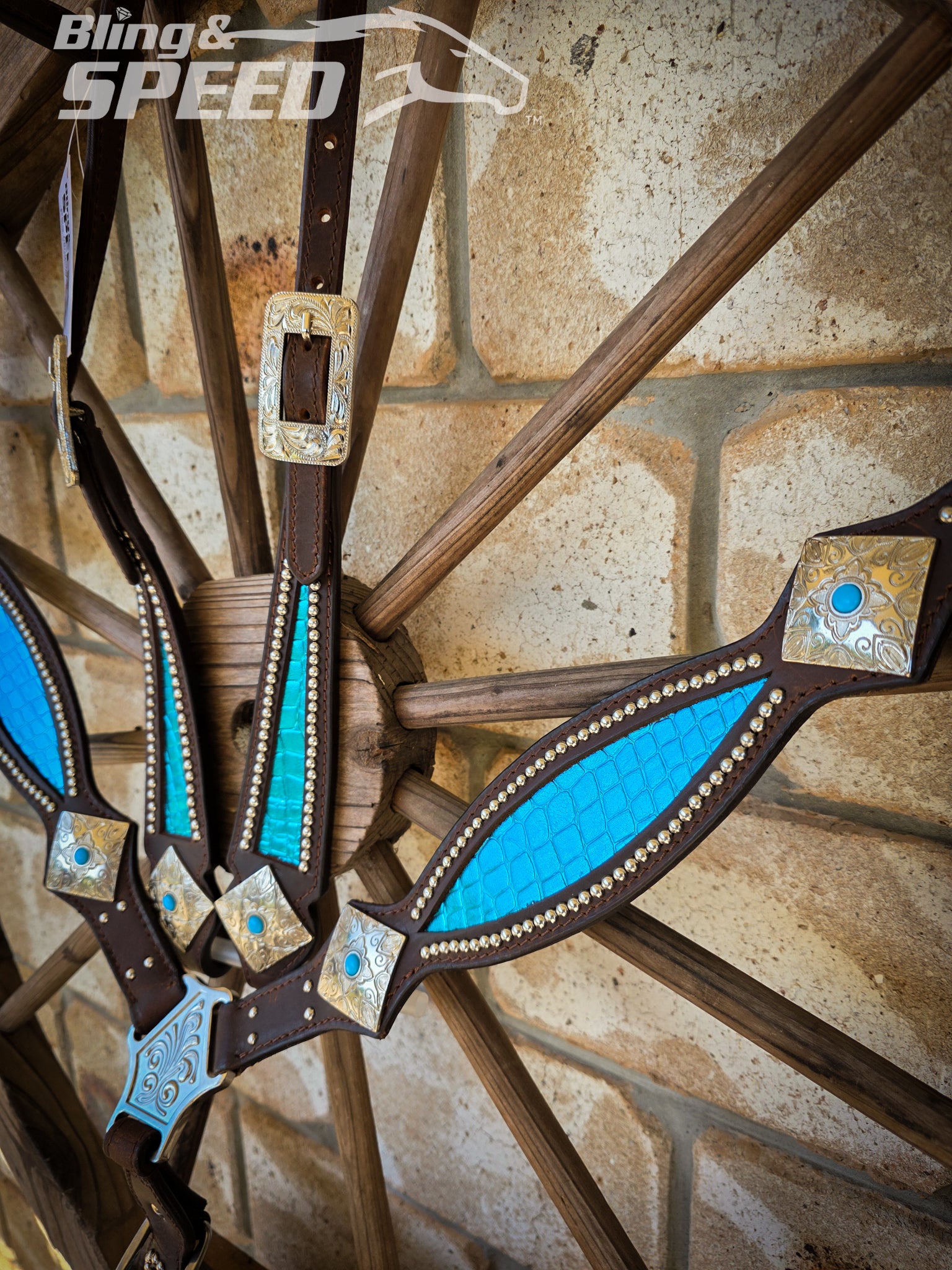 Turquoise Croc Inlay Tack Set