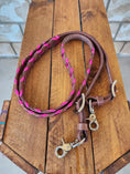 Load image into Gallery viewer, Laced Barrel Reins - Metallic Pink