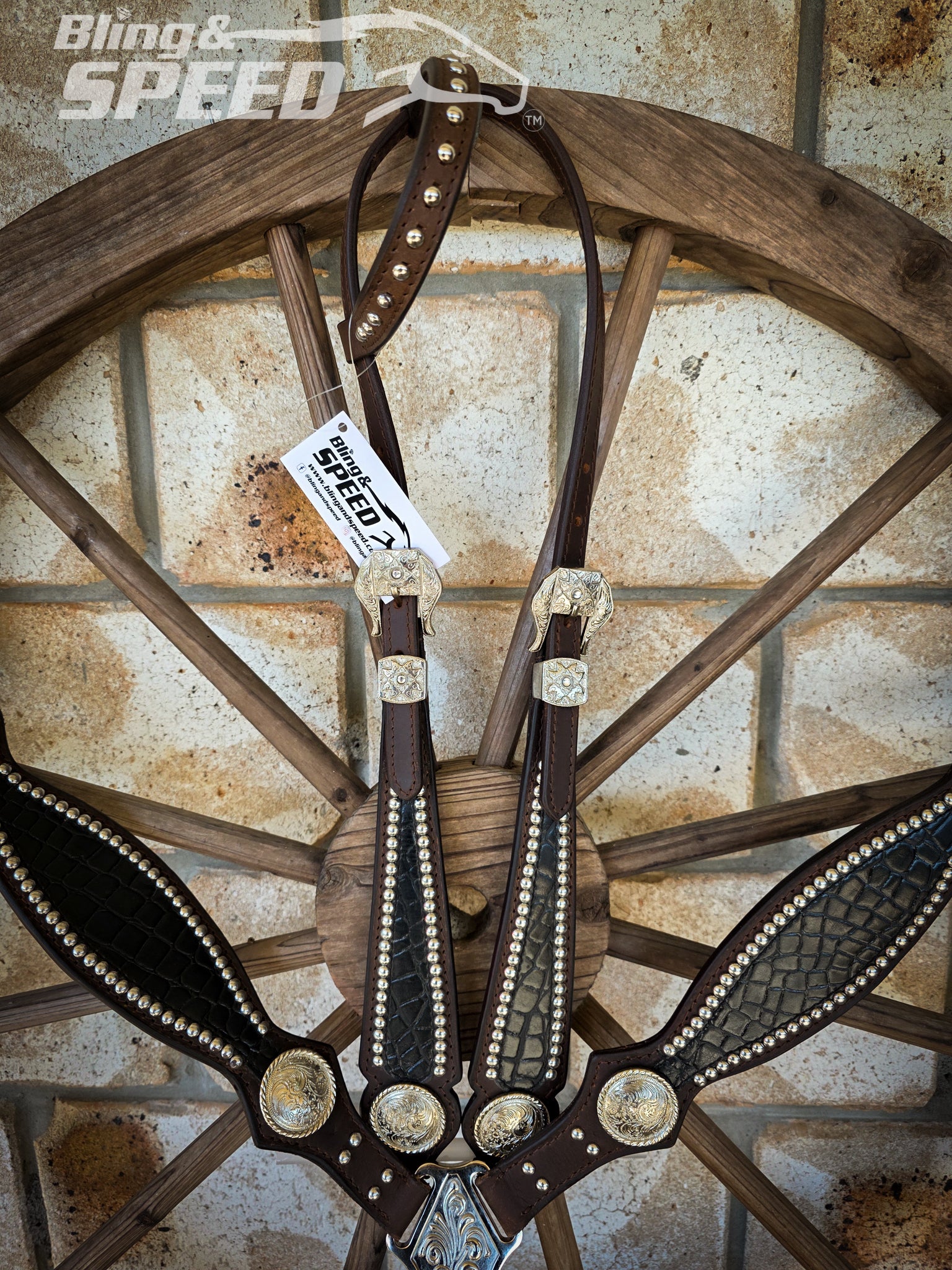 Black Croc Inlay Tack Set