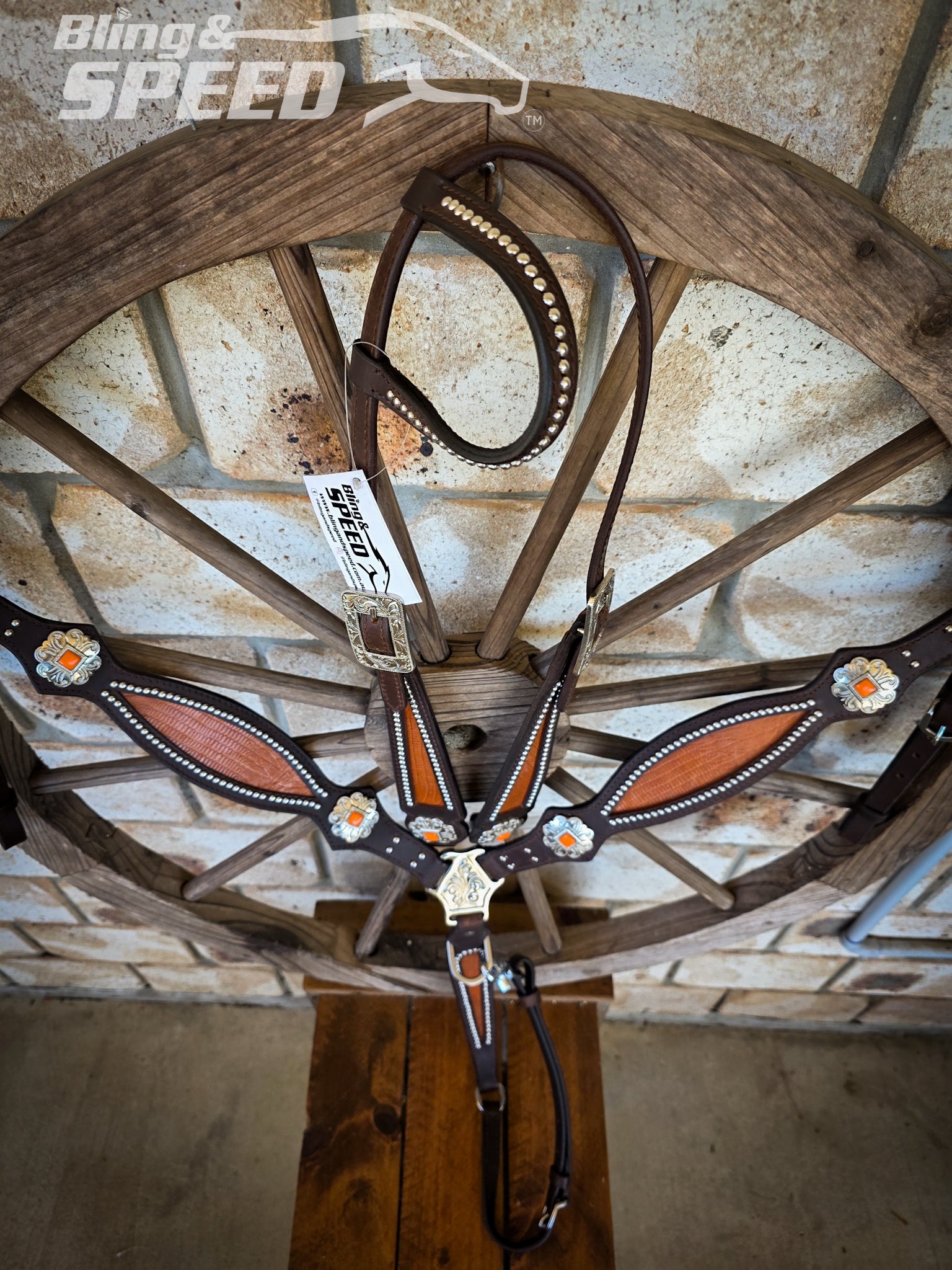 Burnt Orange Croc Inlay Tack Set