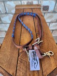 Load image into Gallery viewer, Laced Barrel Reins - Metallic Blue