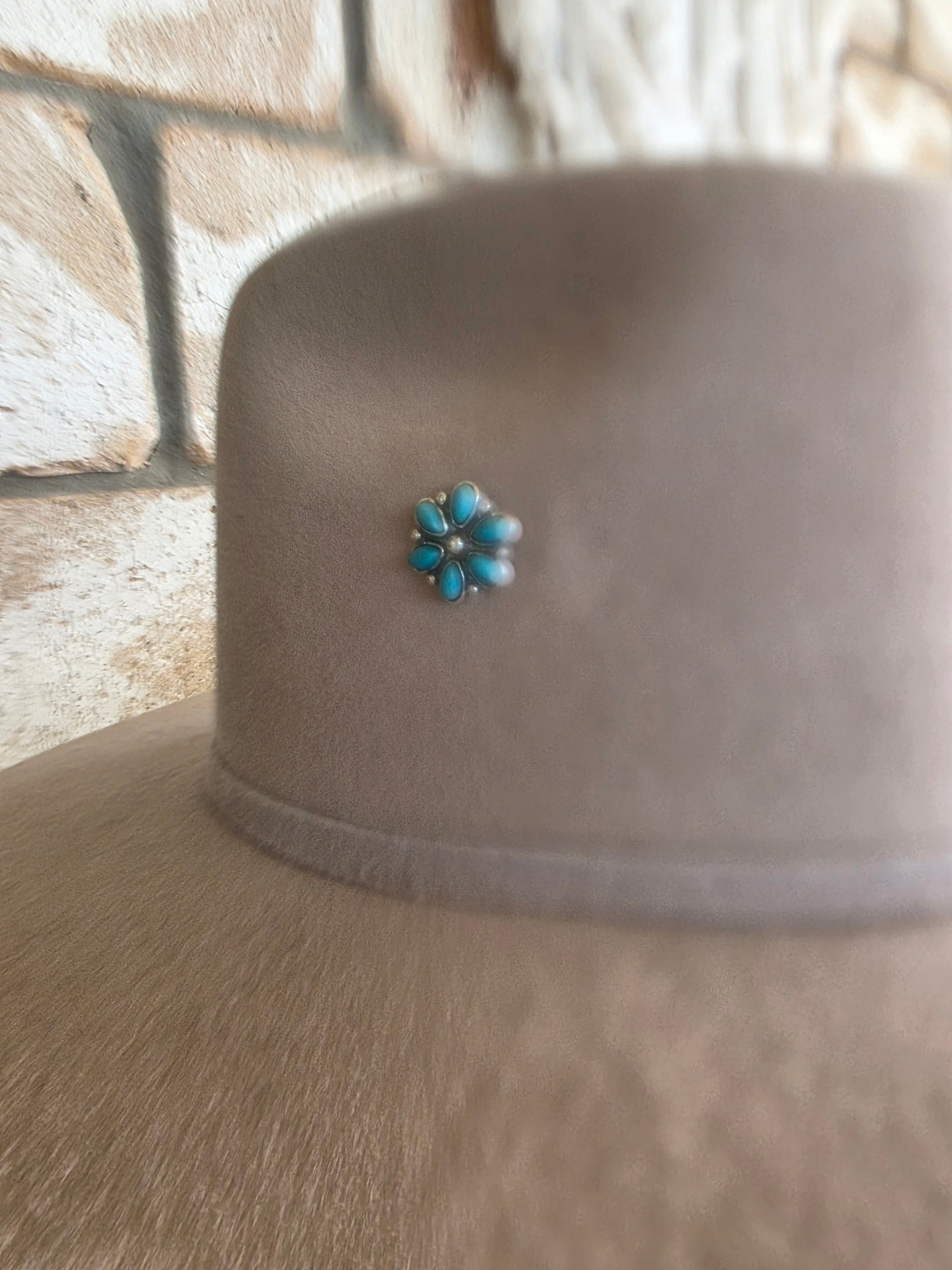 Turquoise Flower and Cross - Enamel Hat Pin