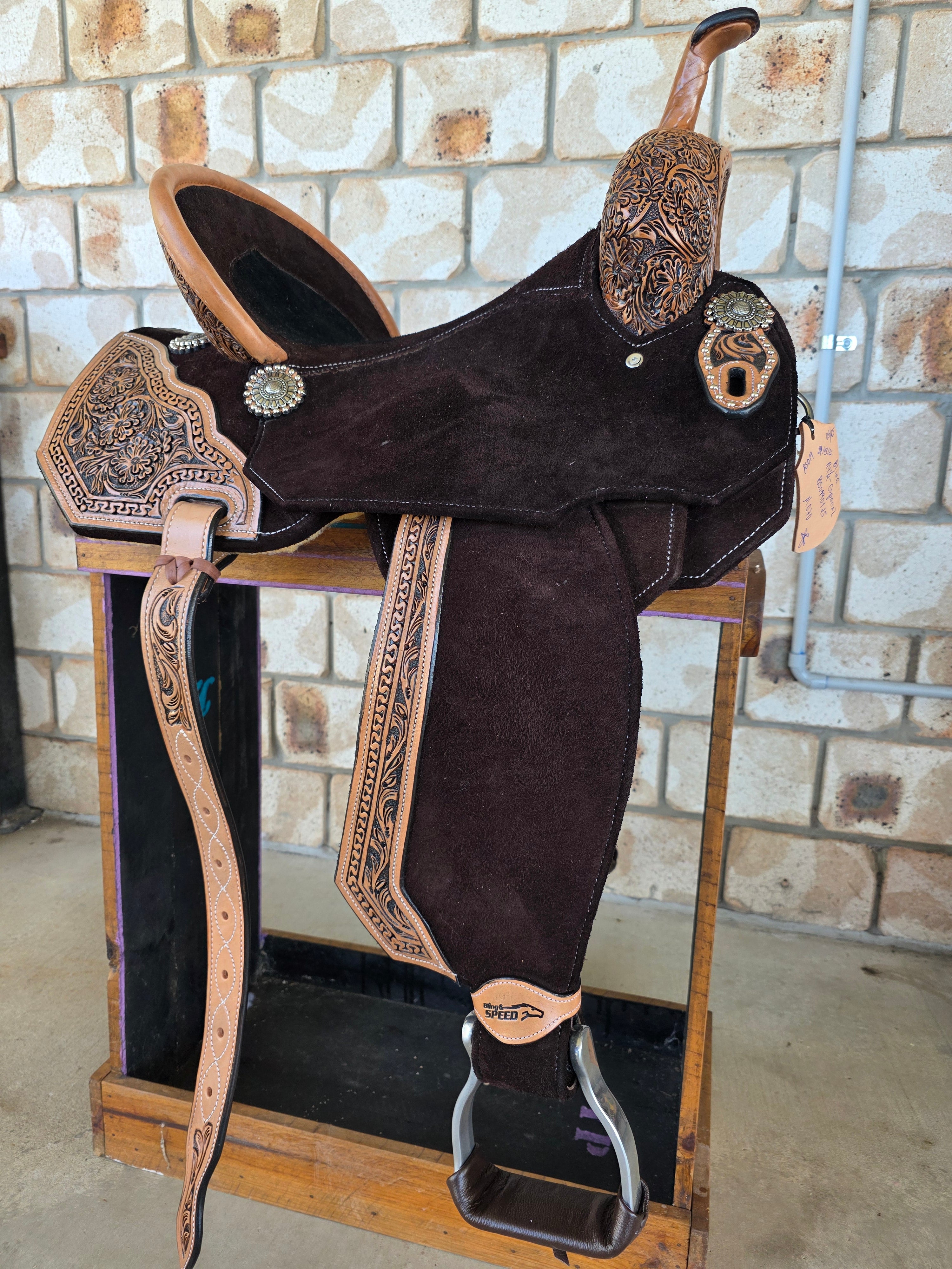 Neoprene Leather Mix Barrel Racing Saddle - NLBS1