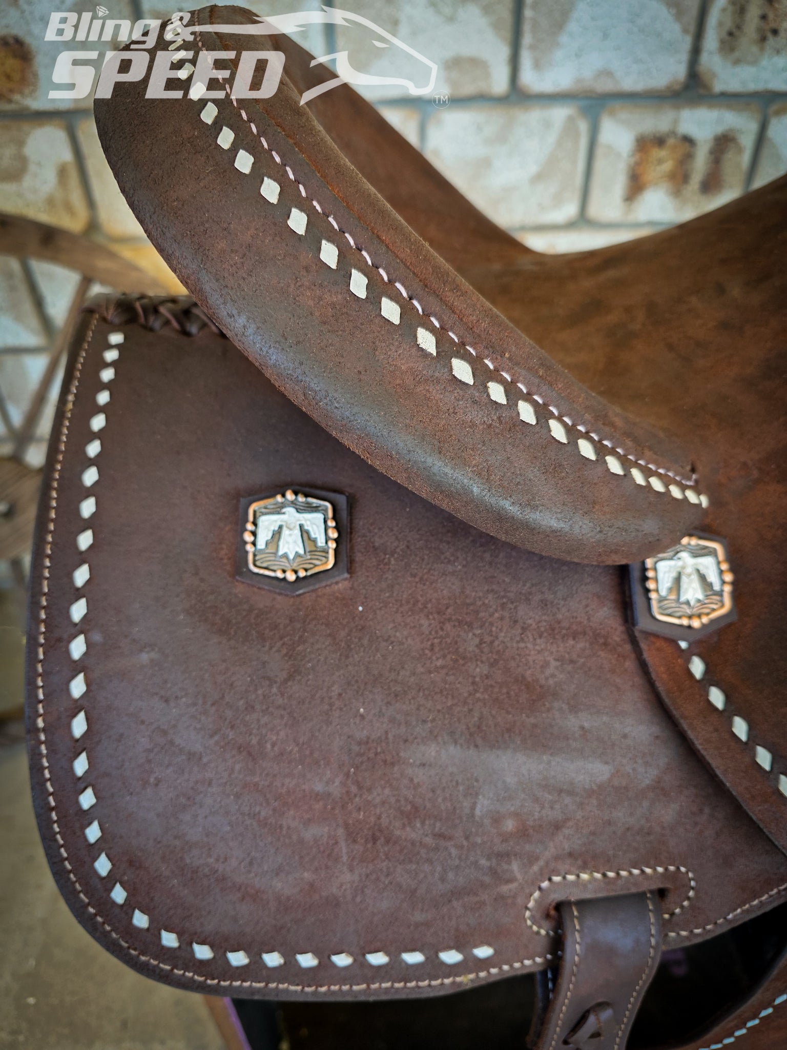 Chocolate Roughout Leather Barrel Saddle - 14" Seat, FQHB, 7" Gullet