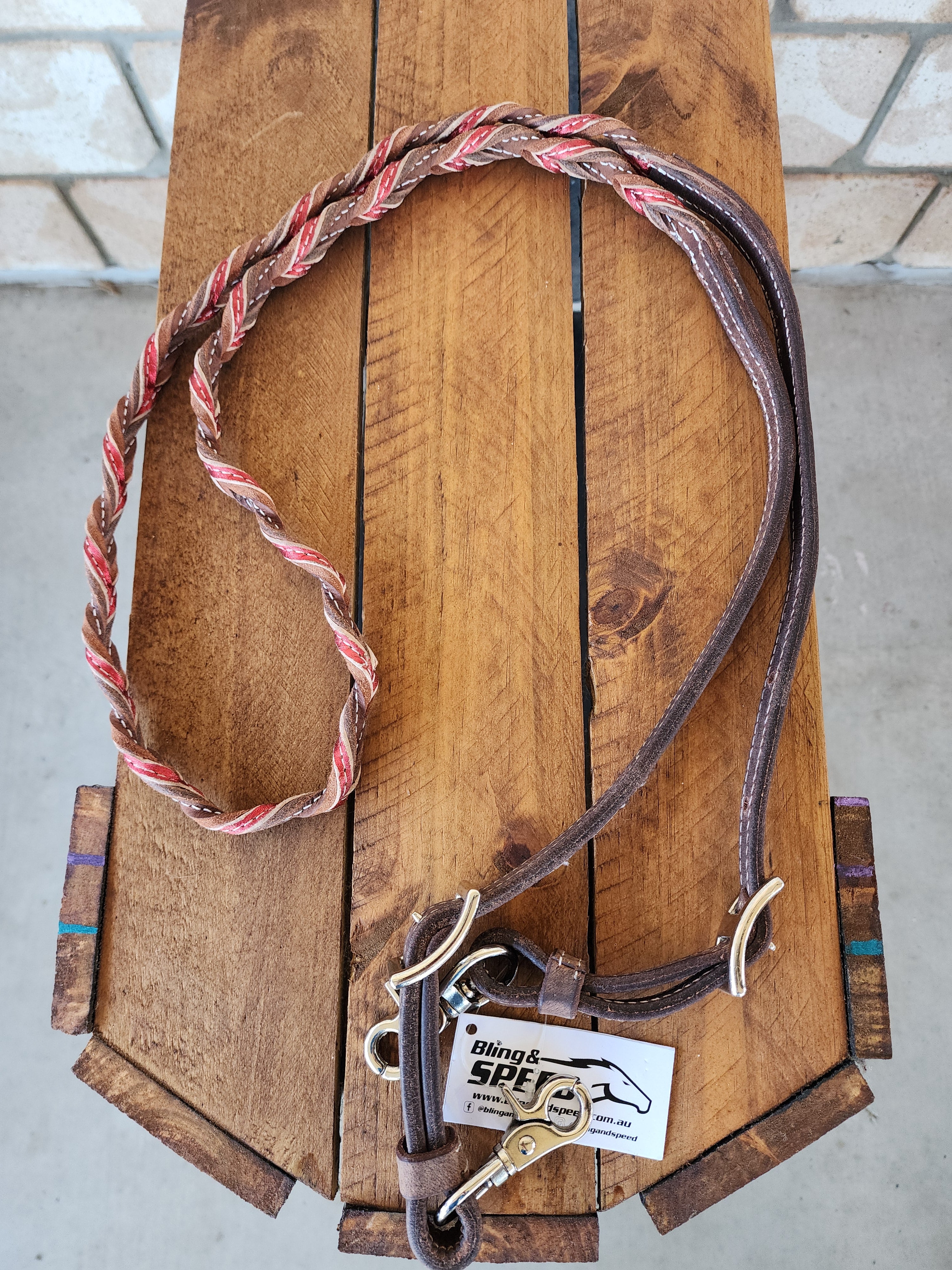 Twisted Bloodknot Barrel Reins - Metallic Red