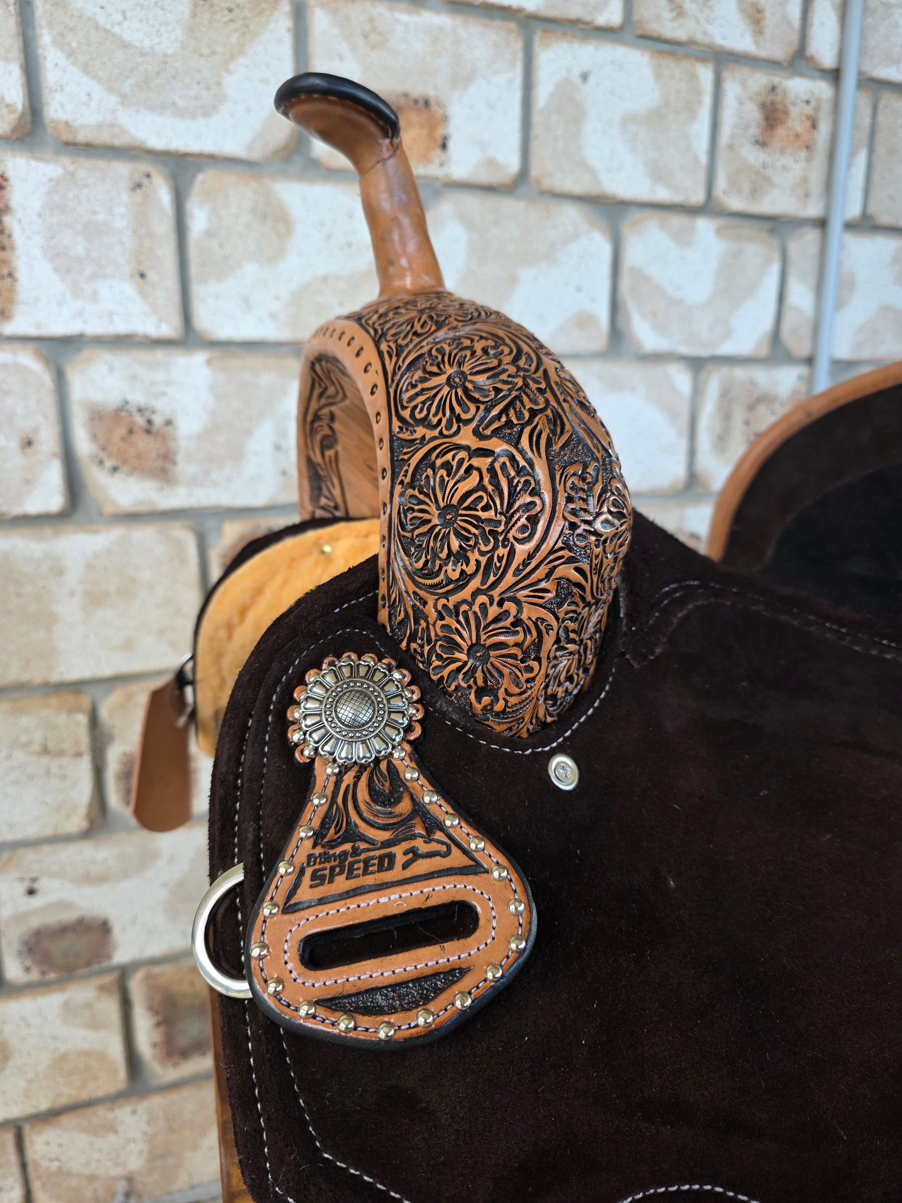 Neoprene Leather Mix Barrel Racing Saddle - NLBS1