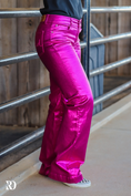 Load image into Gallery viewer, Fuchsia Metallic Signature Trouser