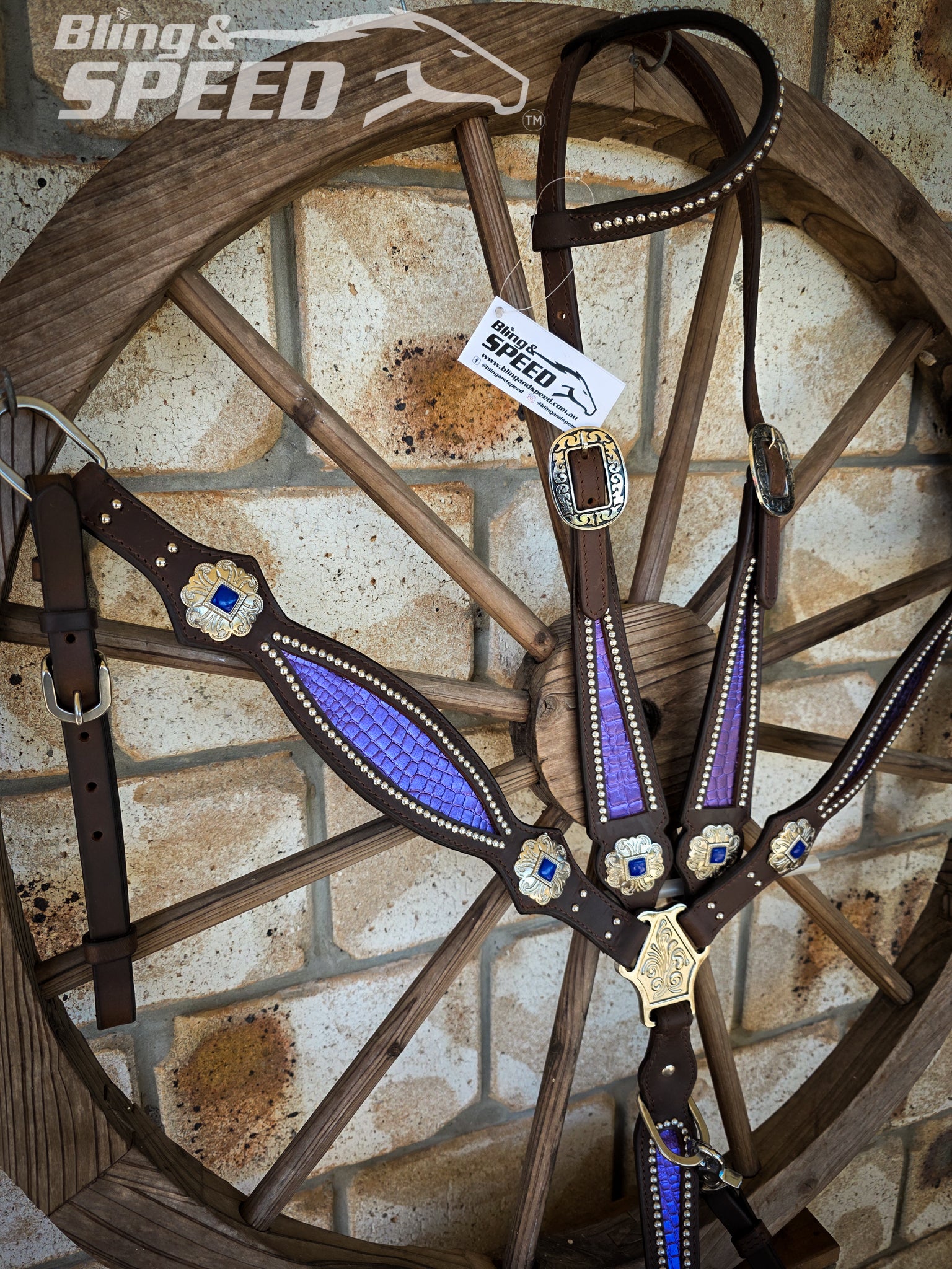 Purple Croc Inlay Tack Set