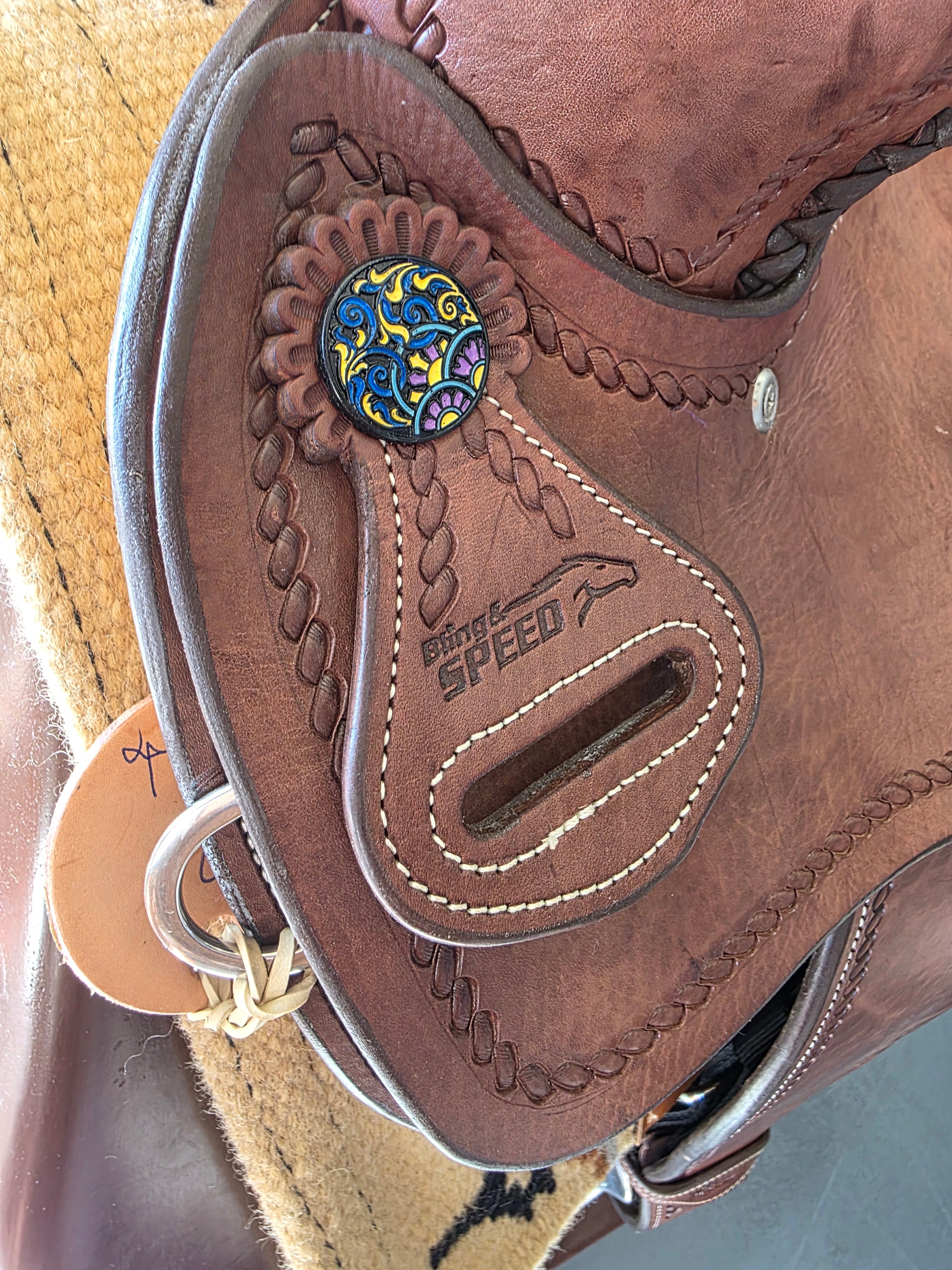 Bling and Speed All Round Western Saddle - 15.5" Seat, FQHB, 6.5" Gullet