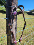 Load image into Gallery viewer, One Ear Plait Bridle with Pink Conchos