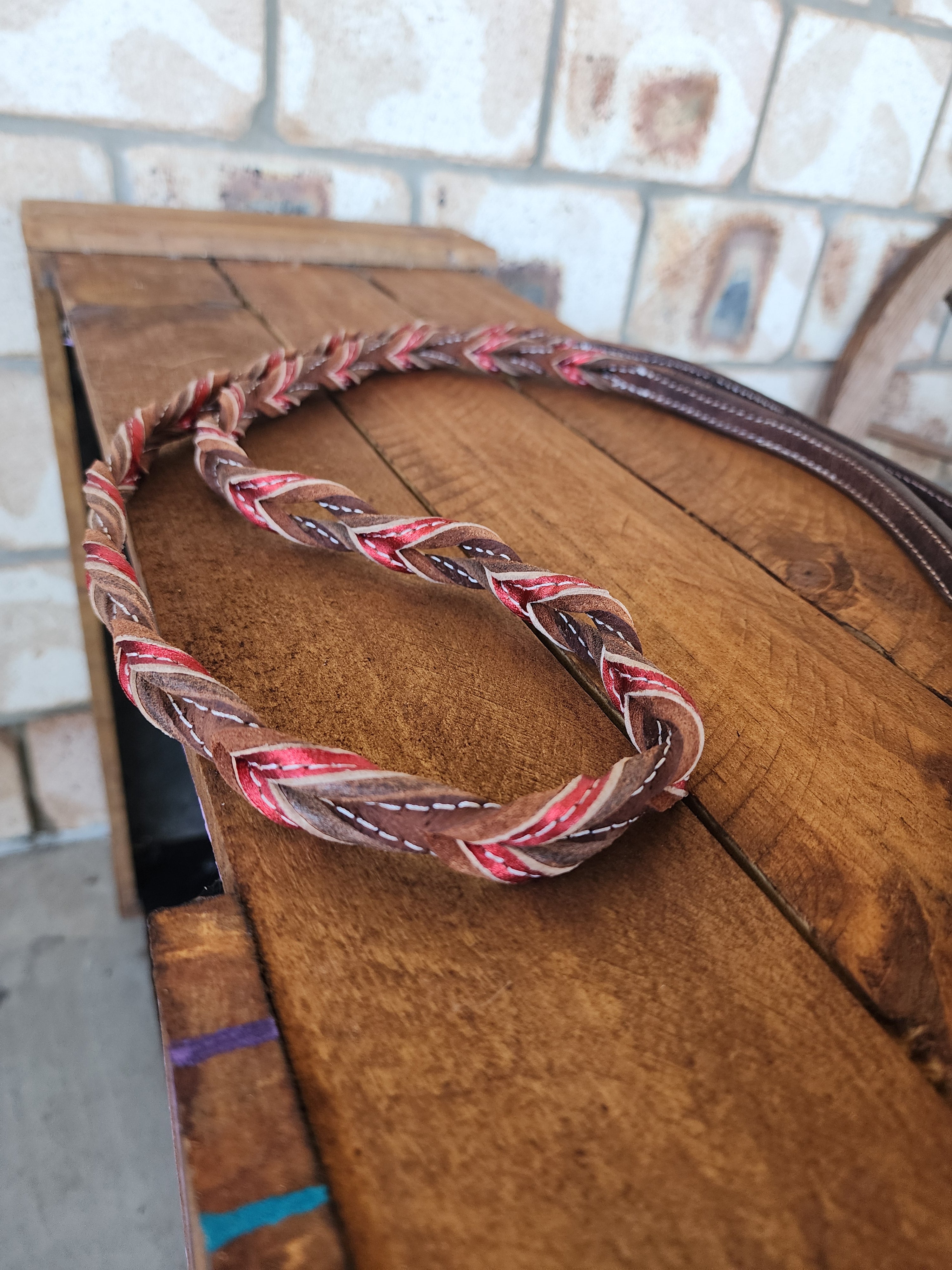 Twisted Bloodknot Barrel Reins - Metallic Red