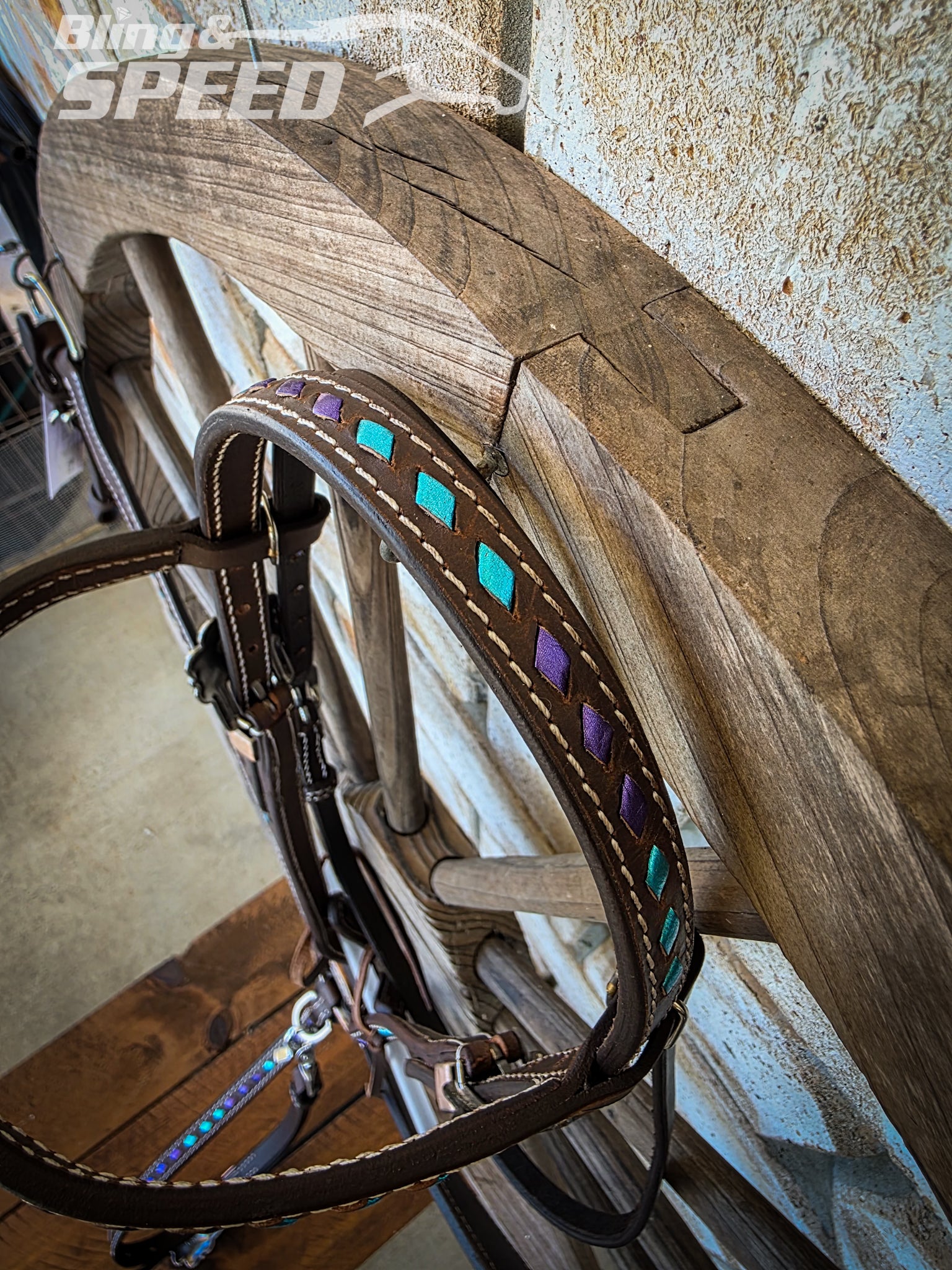 Purple & Turquoise Buckstitched Tack Set