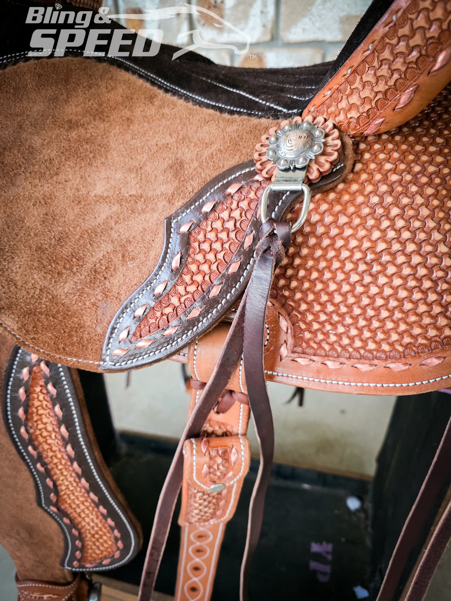 Neoprene & Leather Combo Barrel Saddle – 16” Seat, FQHB, 7" Gullet