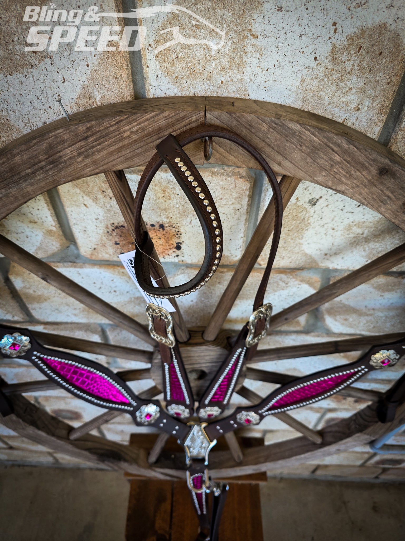 Hot Pink Croc Inlay Tack Set