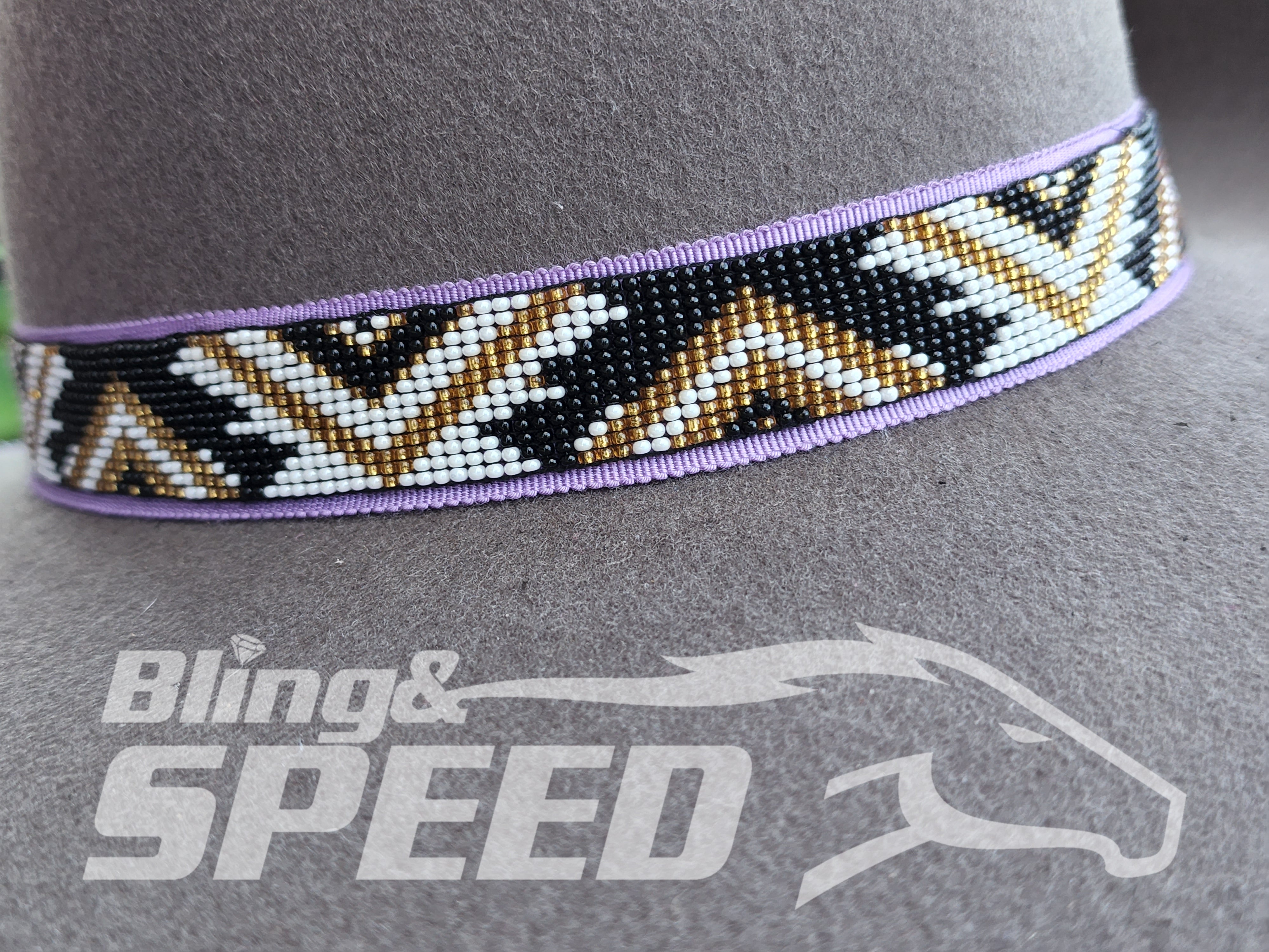 Black and Gold Beaded Hat Band (7873212449006)