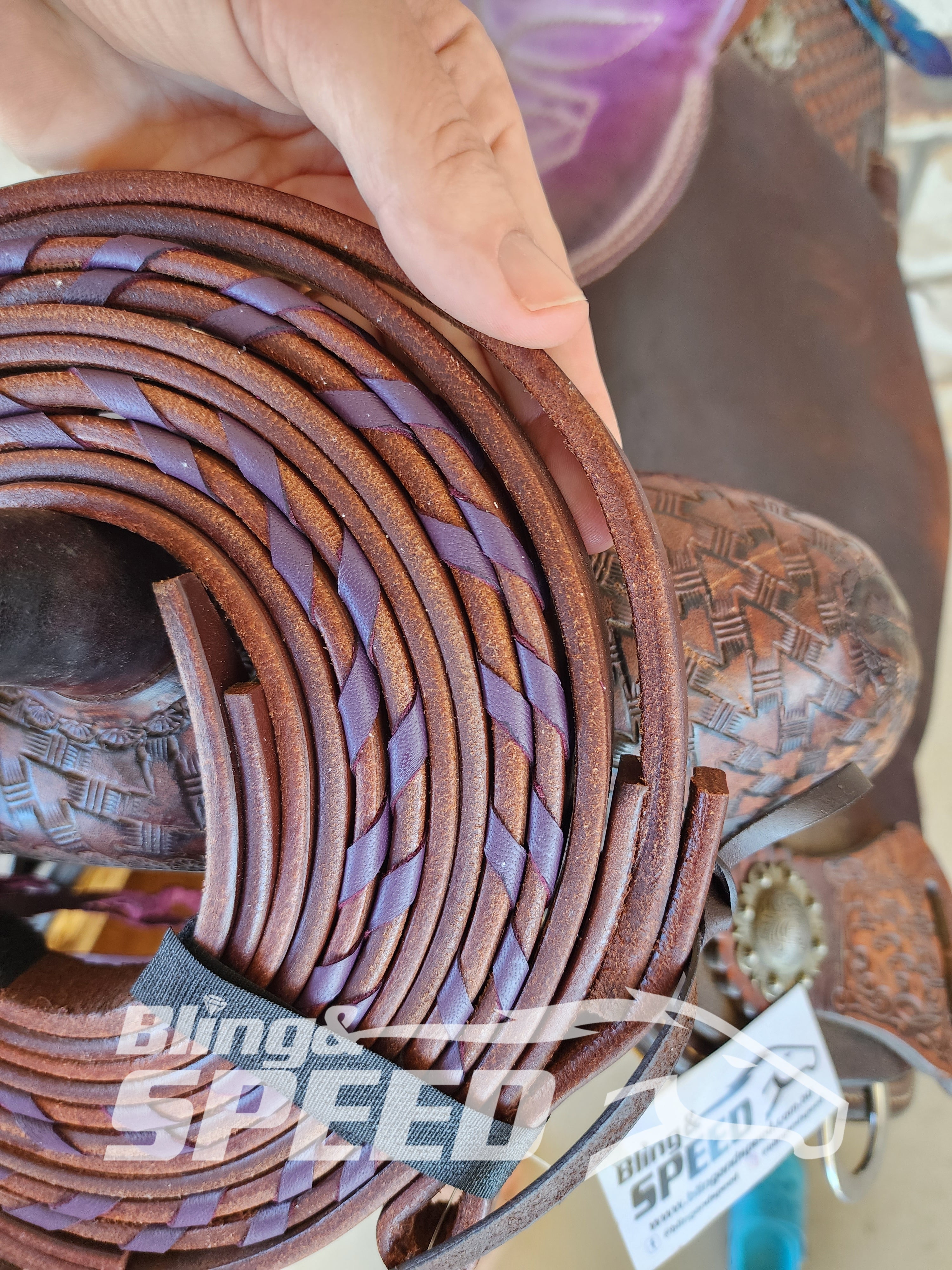 Bling & Speed Purple Laced Split Reins (7897872335086)