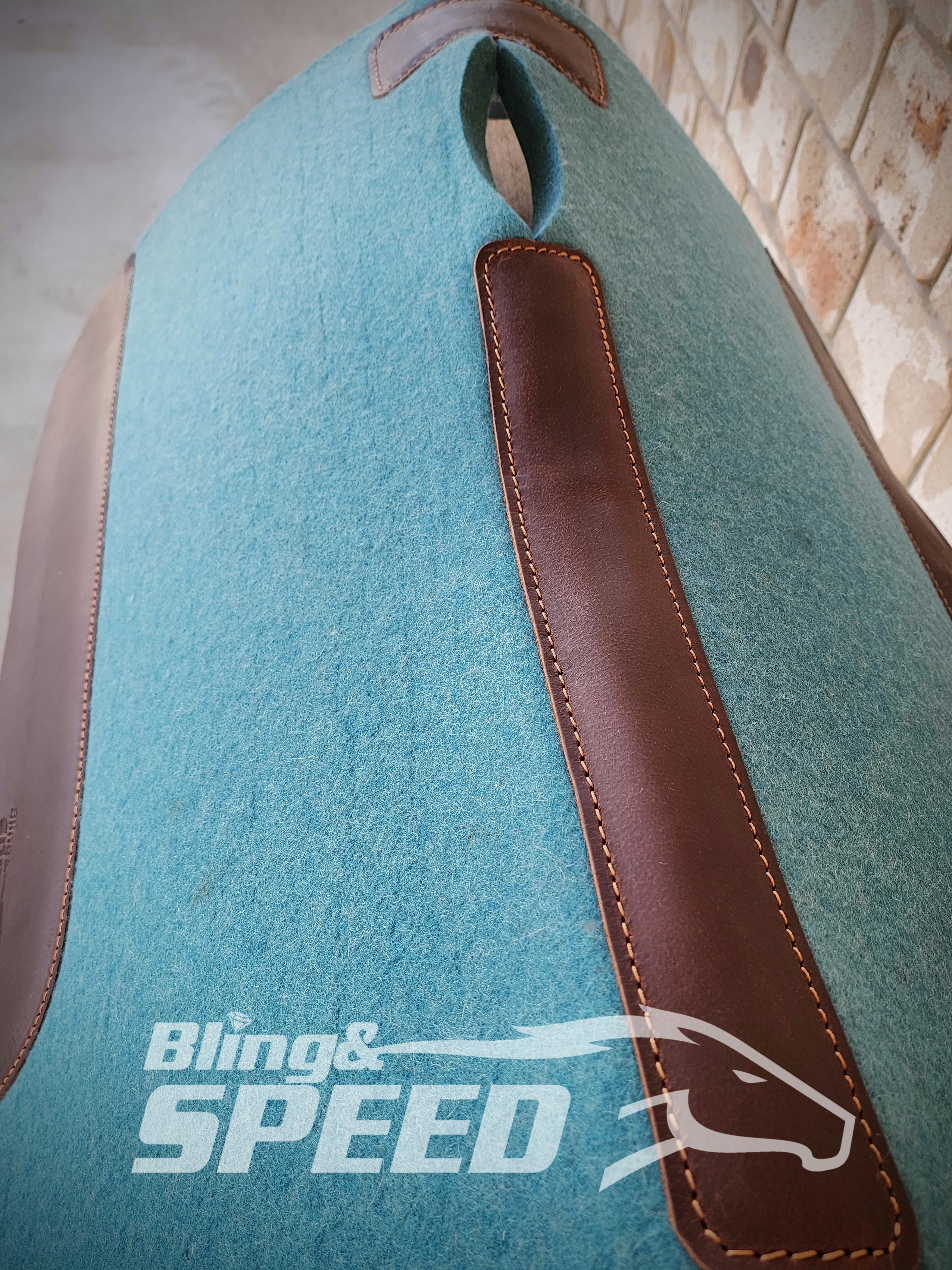 The Barrel Racer Felt Saddle Pad - Turquoise (7907536470254)