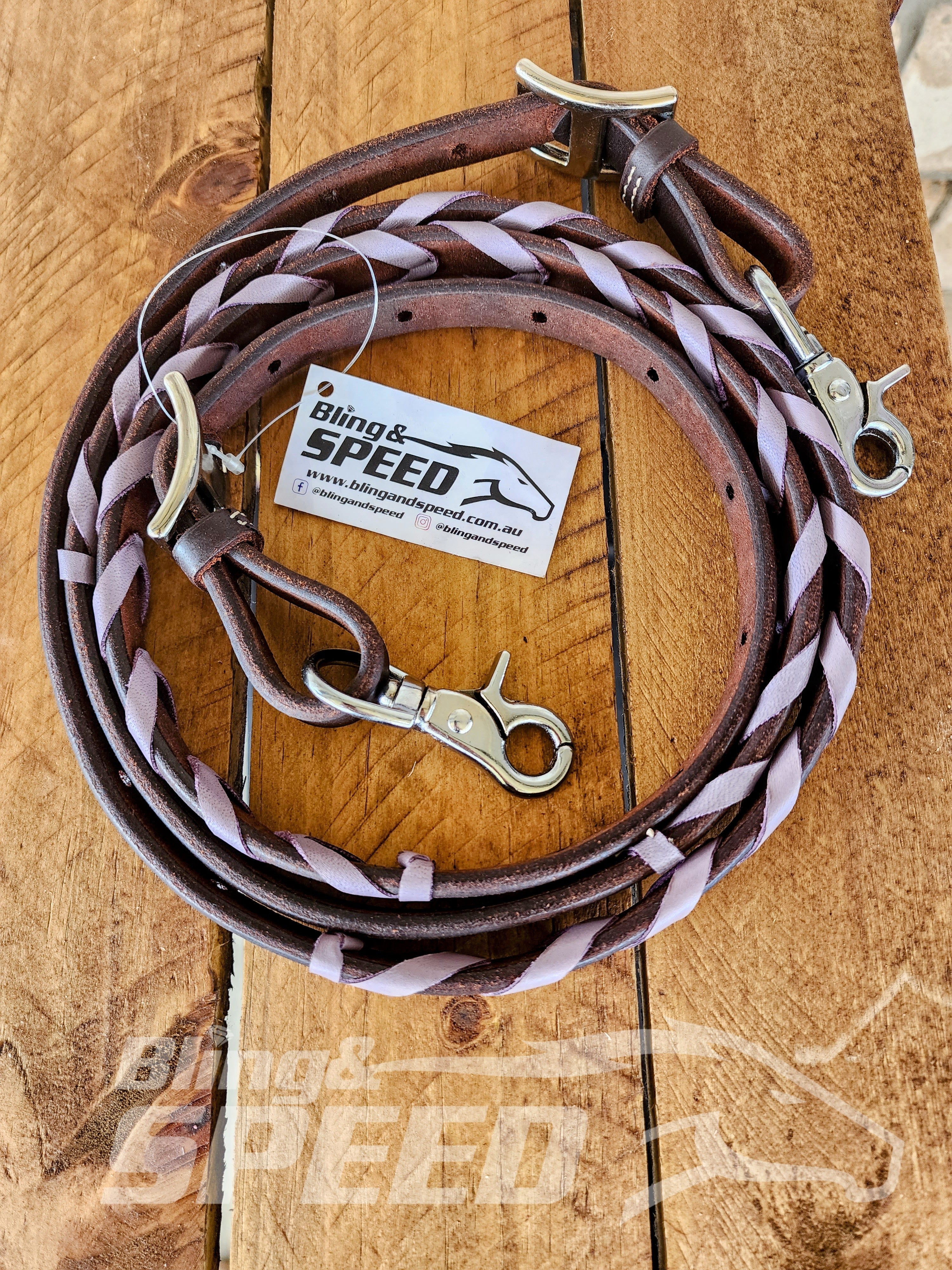 Bling and Speed Lavender Laced Barrel Reins (7956292468974)