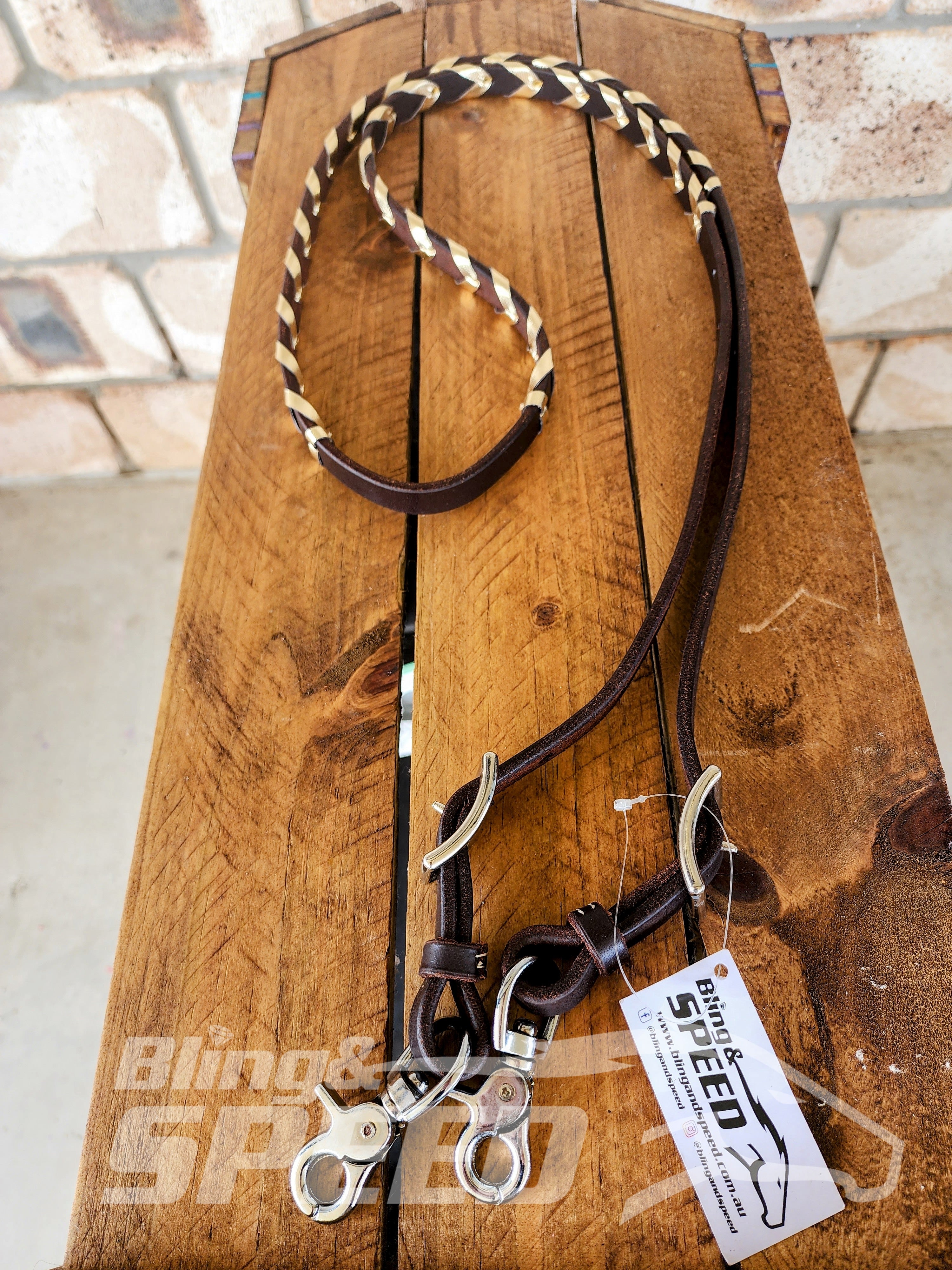 Bling and Speed Gold Laced Barrel Reins (7873220575470)