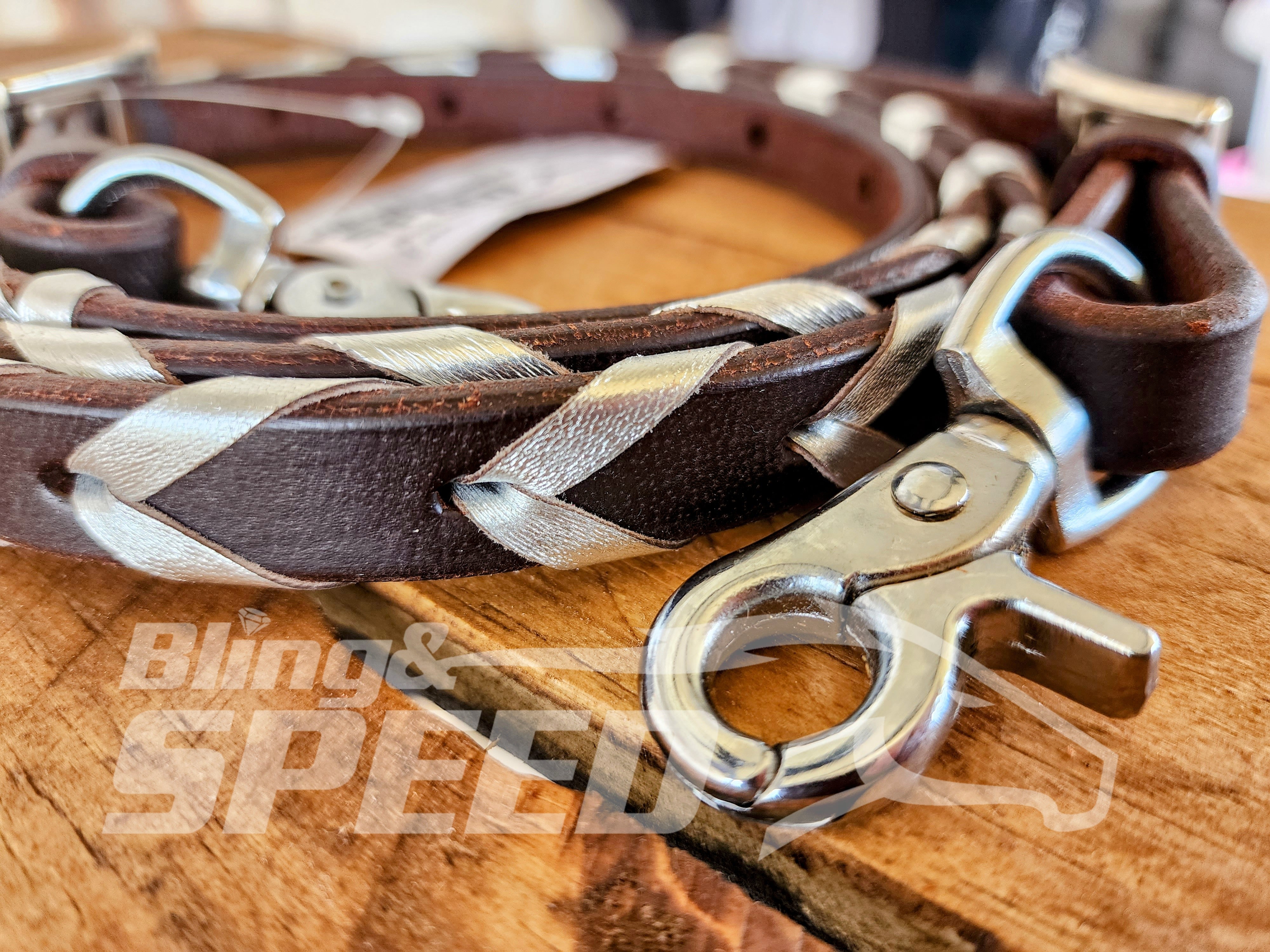 Bling and Speed Silver Laced Barrel Reins (7956290535662)
