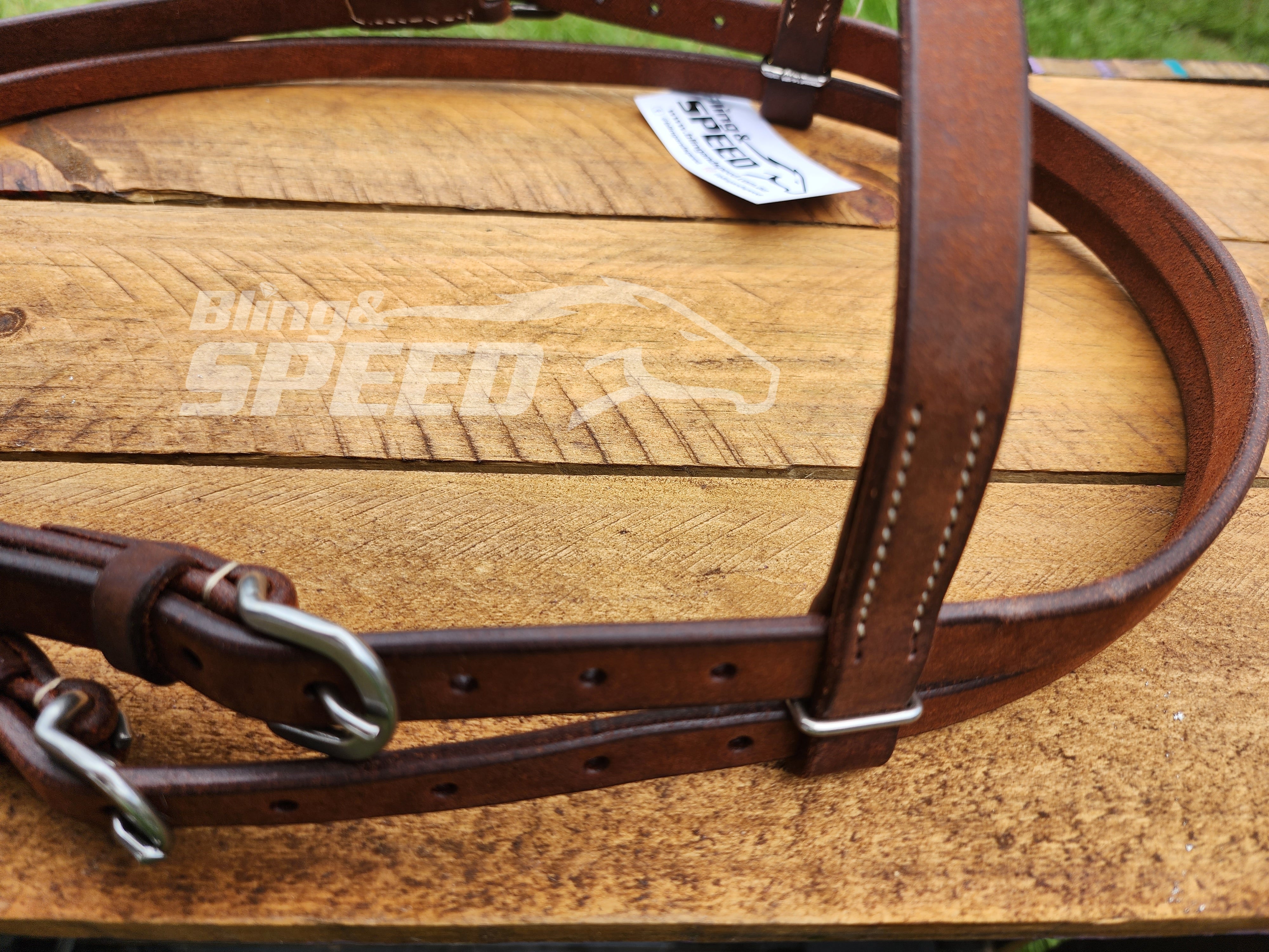 Bling & Speed Headstall with Snap Bit Ends - Medium Oil (7956253507822)