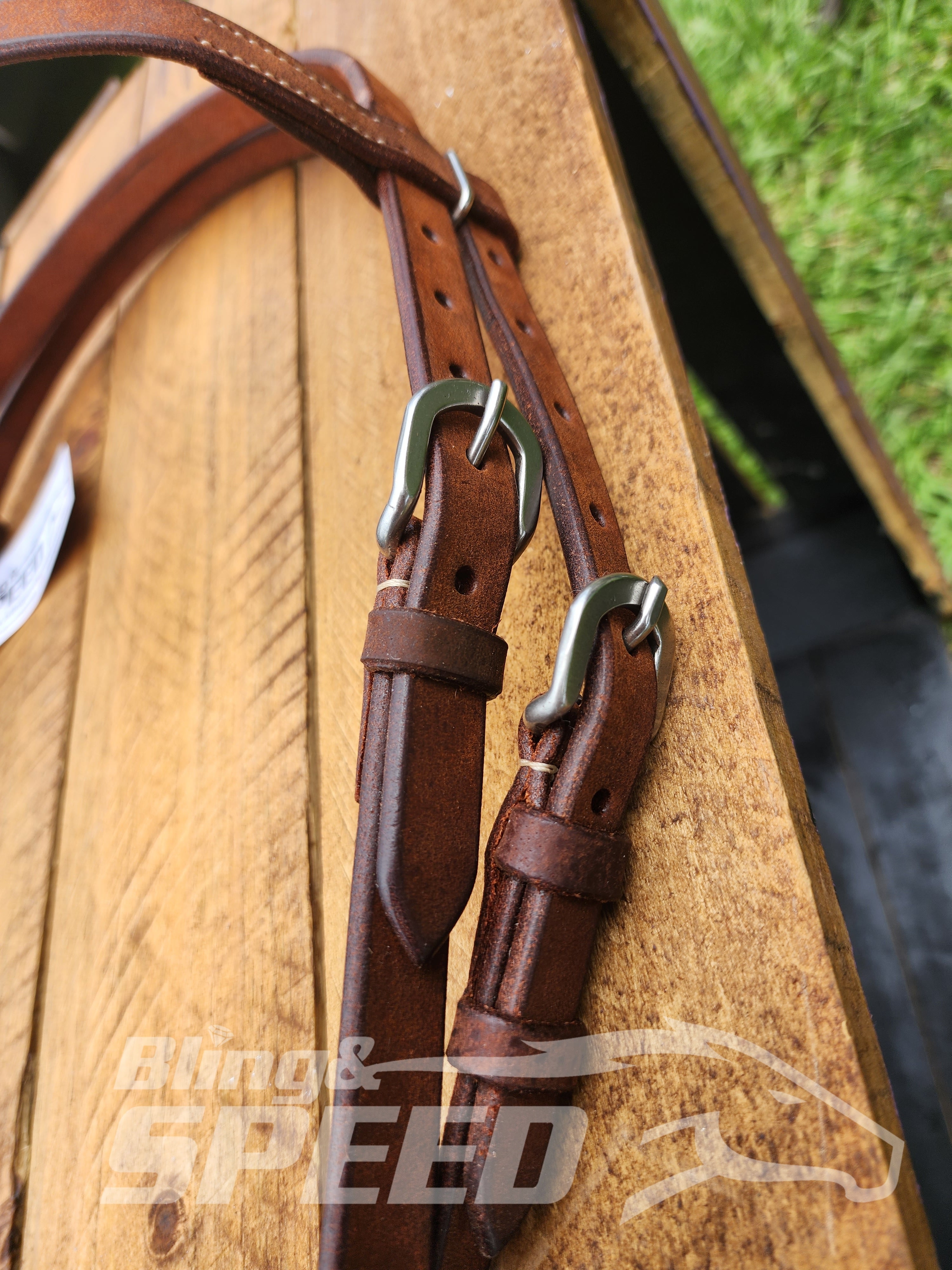 Bling & Speed Headstall with Snap Bit Ends - Medium Oil (7956253507822)