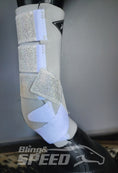 Load image into Gallery viewer, White H20 Front & Rear Set White Sparkle Leather Straps Support Boots and Bells (7958120825070)