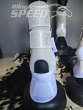 Load image into Gallery viewer, White H20 Front & Rear Set White Sparkle Leather Straps Support Boots and Bells (7958120825070)
