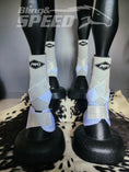 Load image into Gallery viewer, White H20 Front & Rear Set White Sparkle Leather Straps Support Boots and Bells (7958120825070)