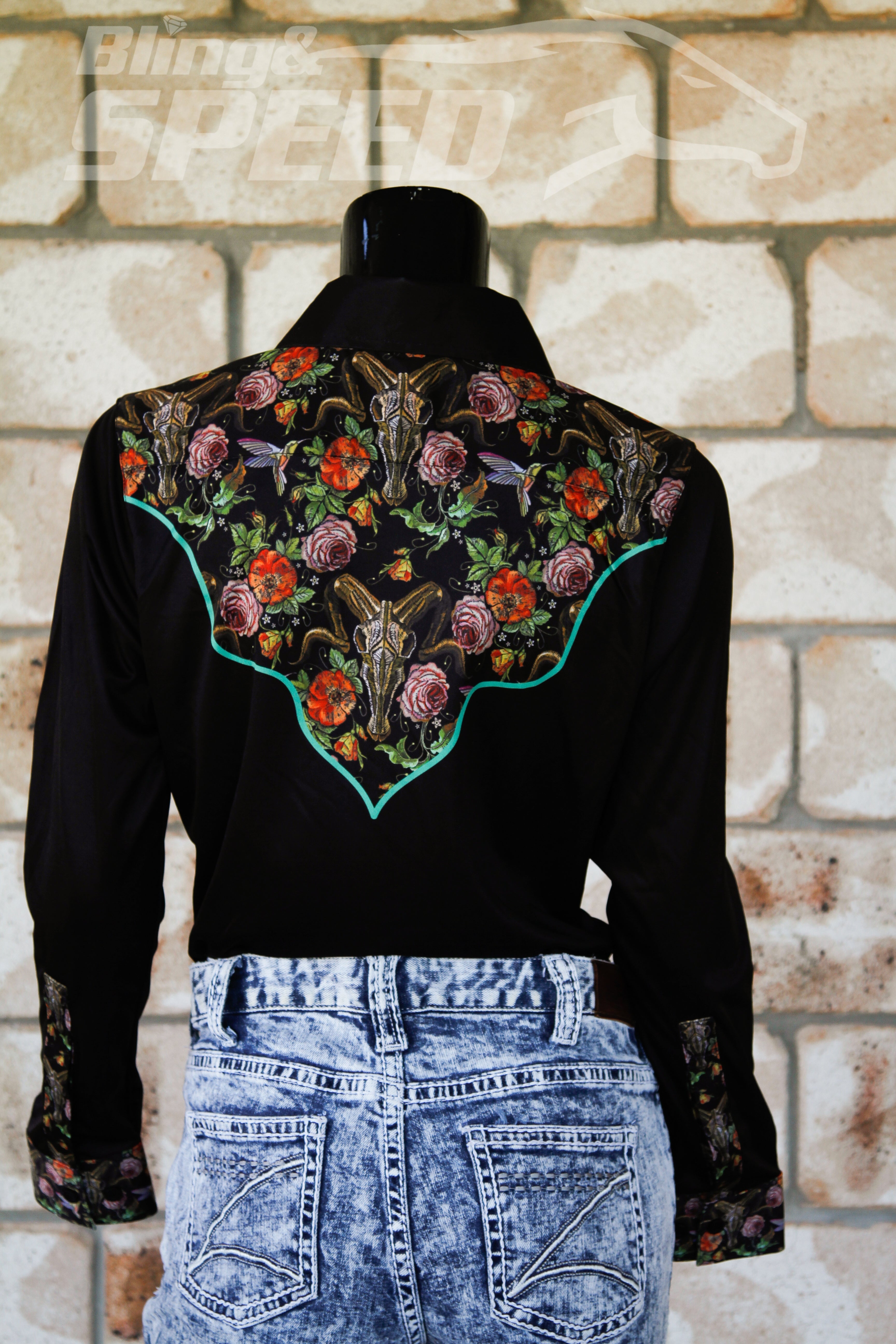 Ram Skull & Flowers Arena Shirt (7969857700078)