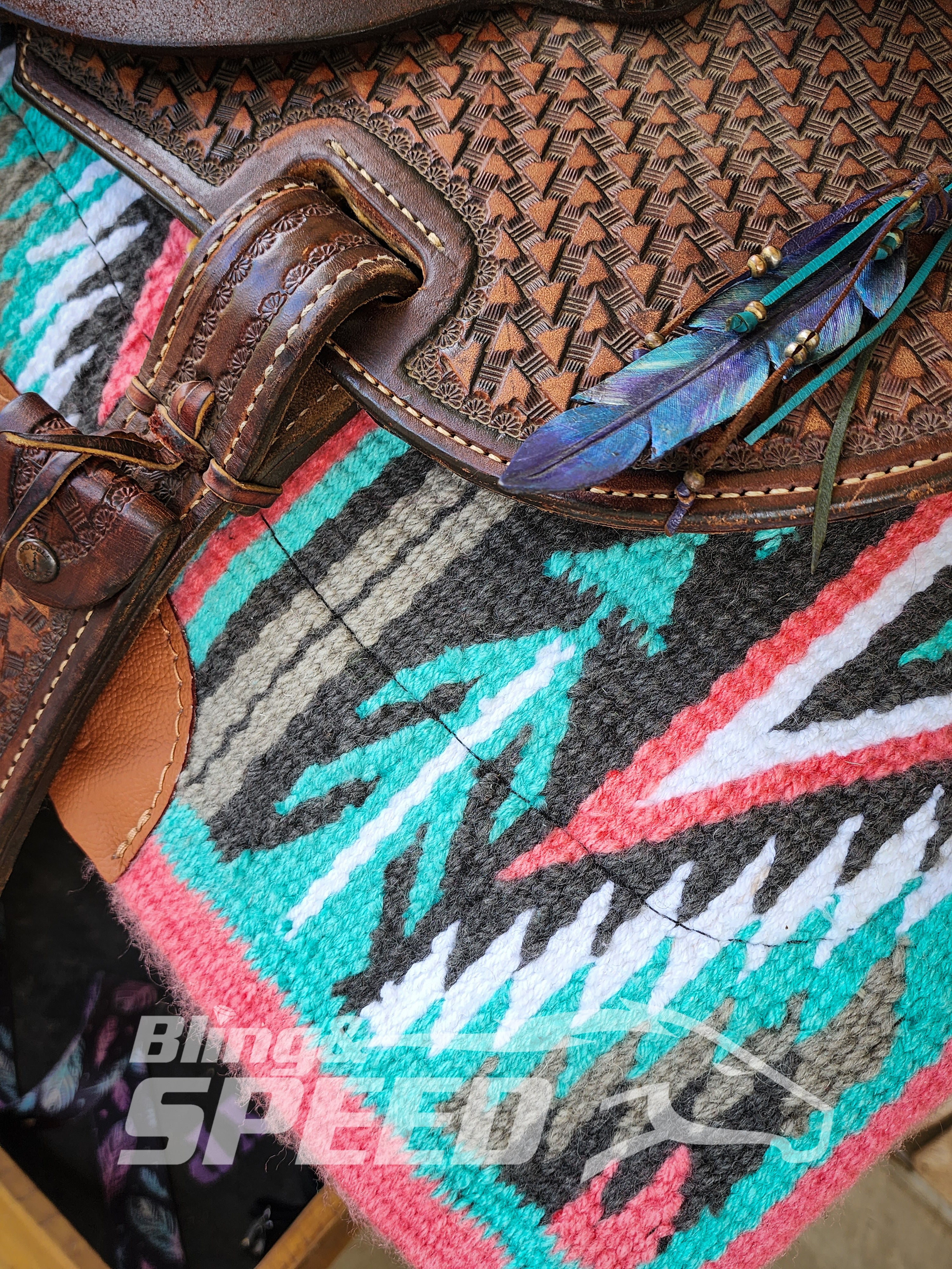 45. "Aztec Coral" Unicorn Saddle Pad (7977002598638)