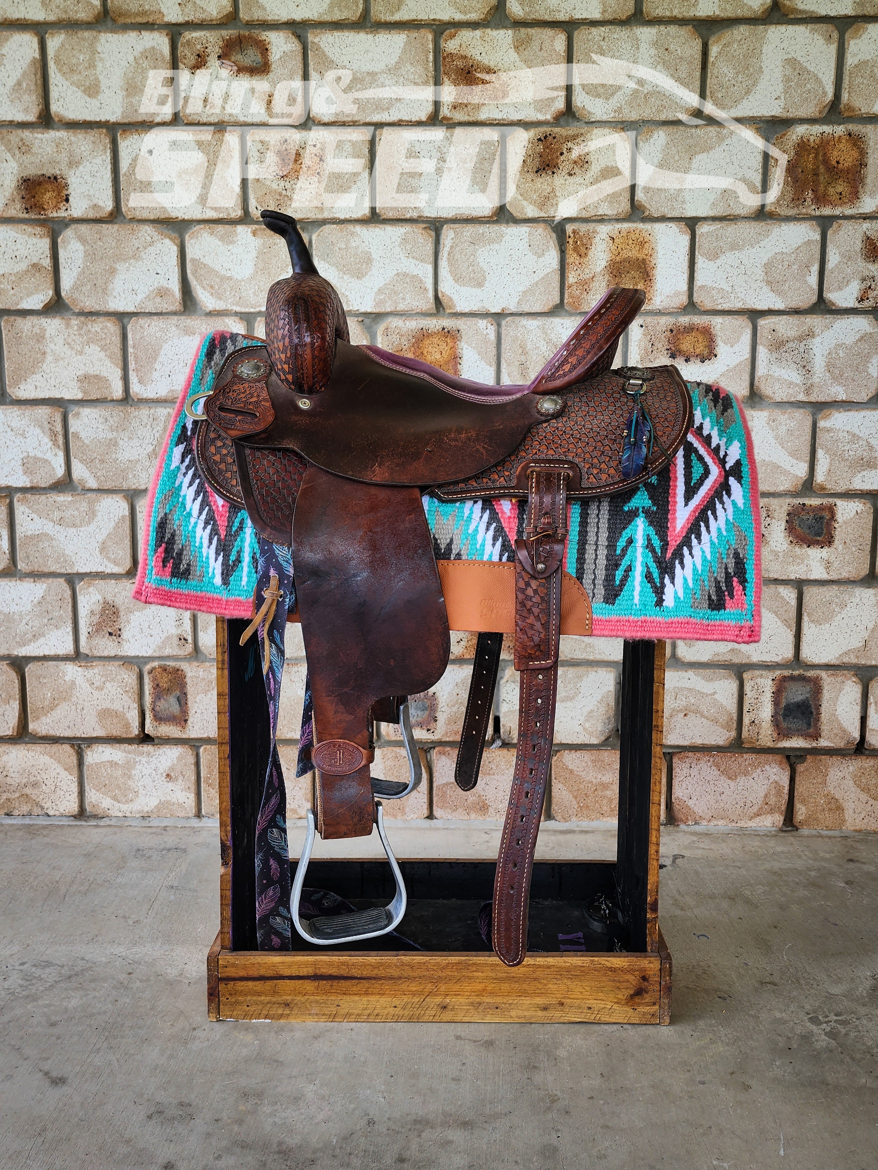 45. "Aztec Coral" Unicorn Saddle Pad (7977002598638)
