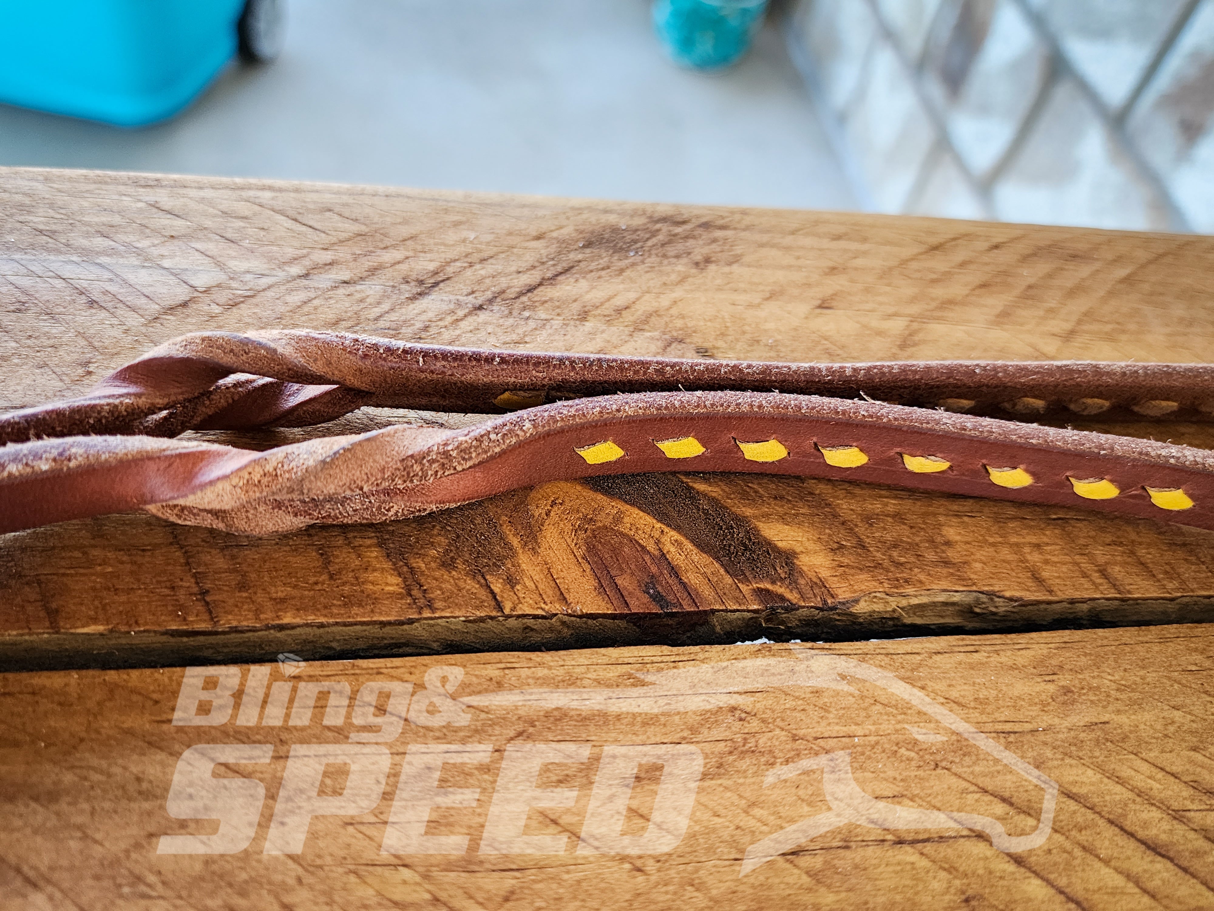 Bling & Speed Twisted Bloodknot Buckstitched Barrel Reins - Yellow (7977758523630)