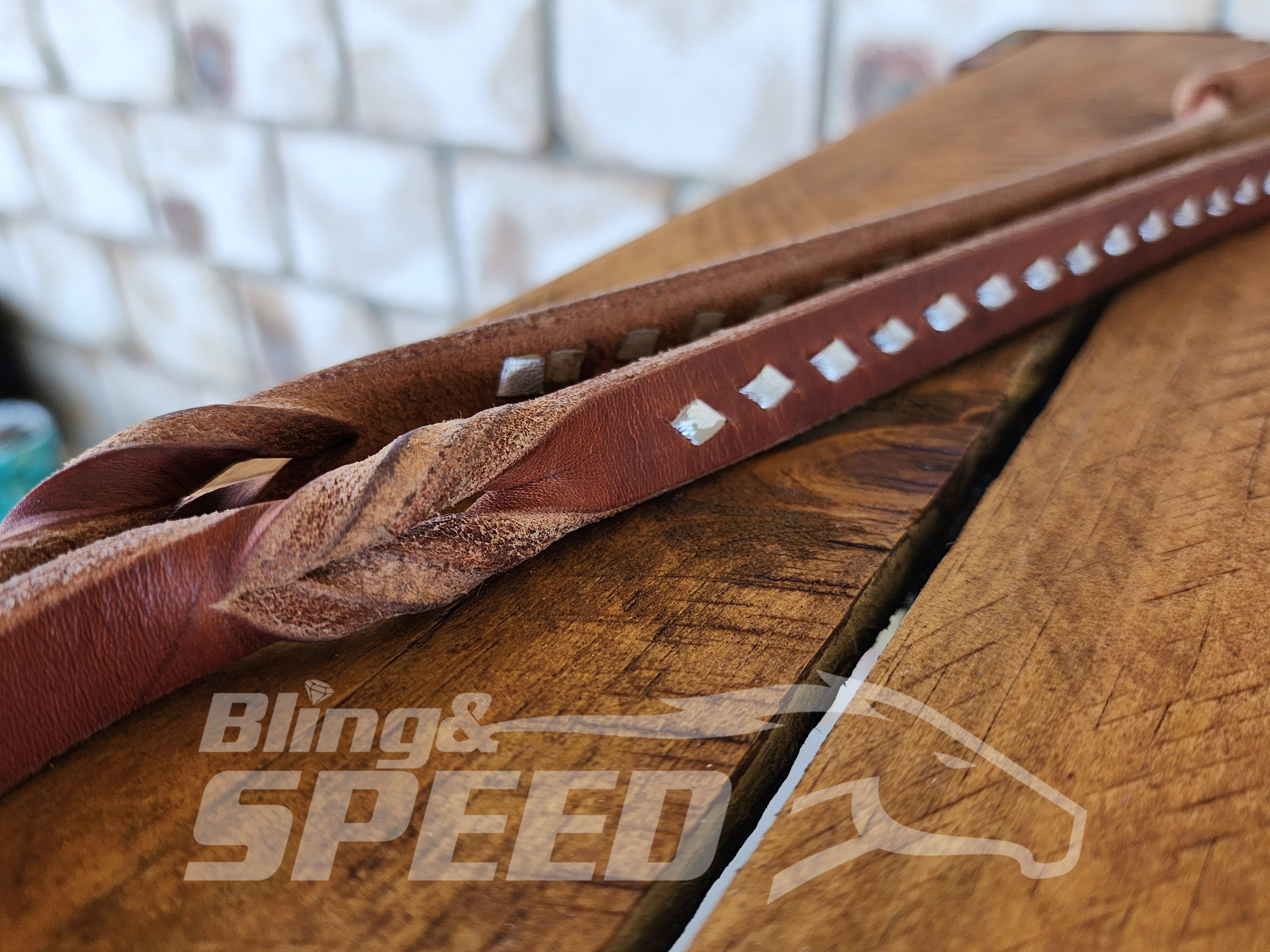 Bling & Speed Twisted Bloodknot Buckstitched Barrel Reins - Silver (7977760522478)