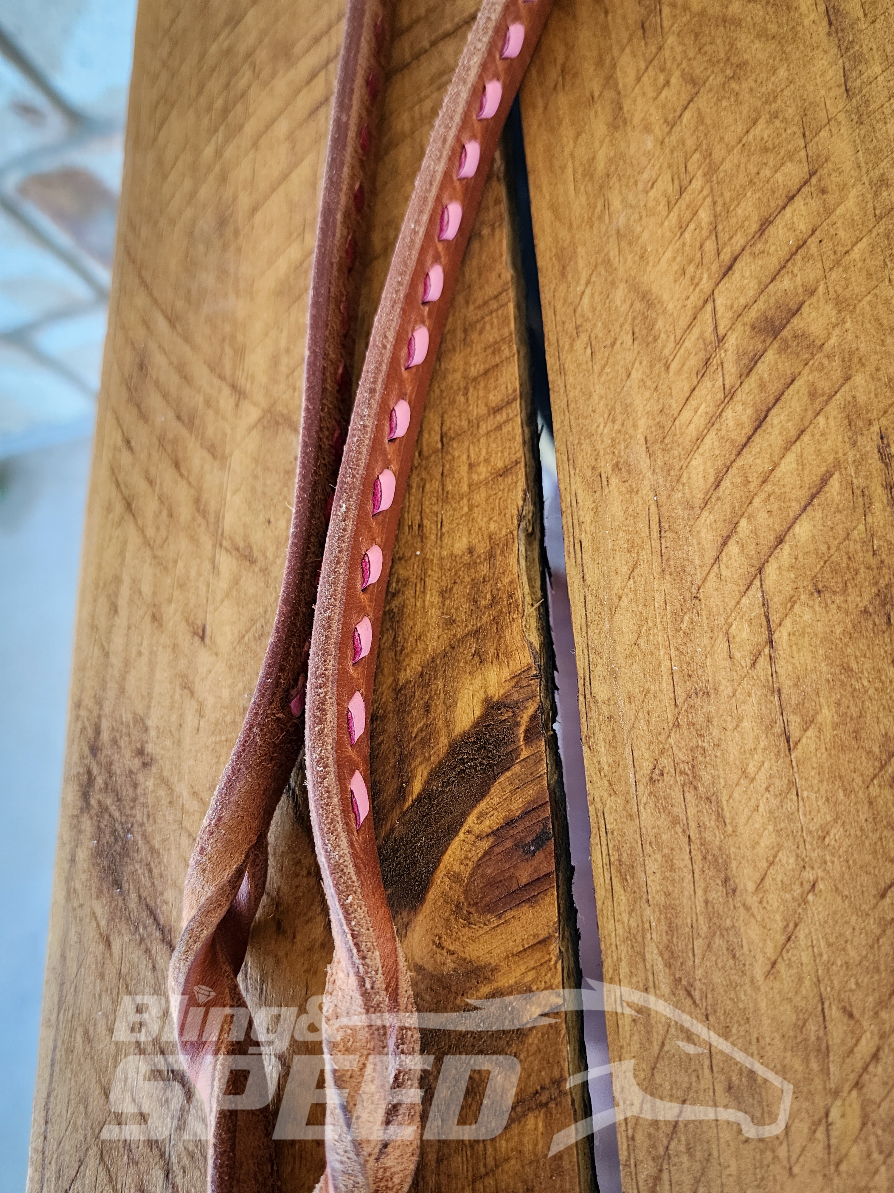Bling & Speed Twisted Bloodknot Buckstitched Barrel Reins - Pink (7977762980078)