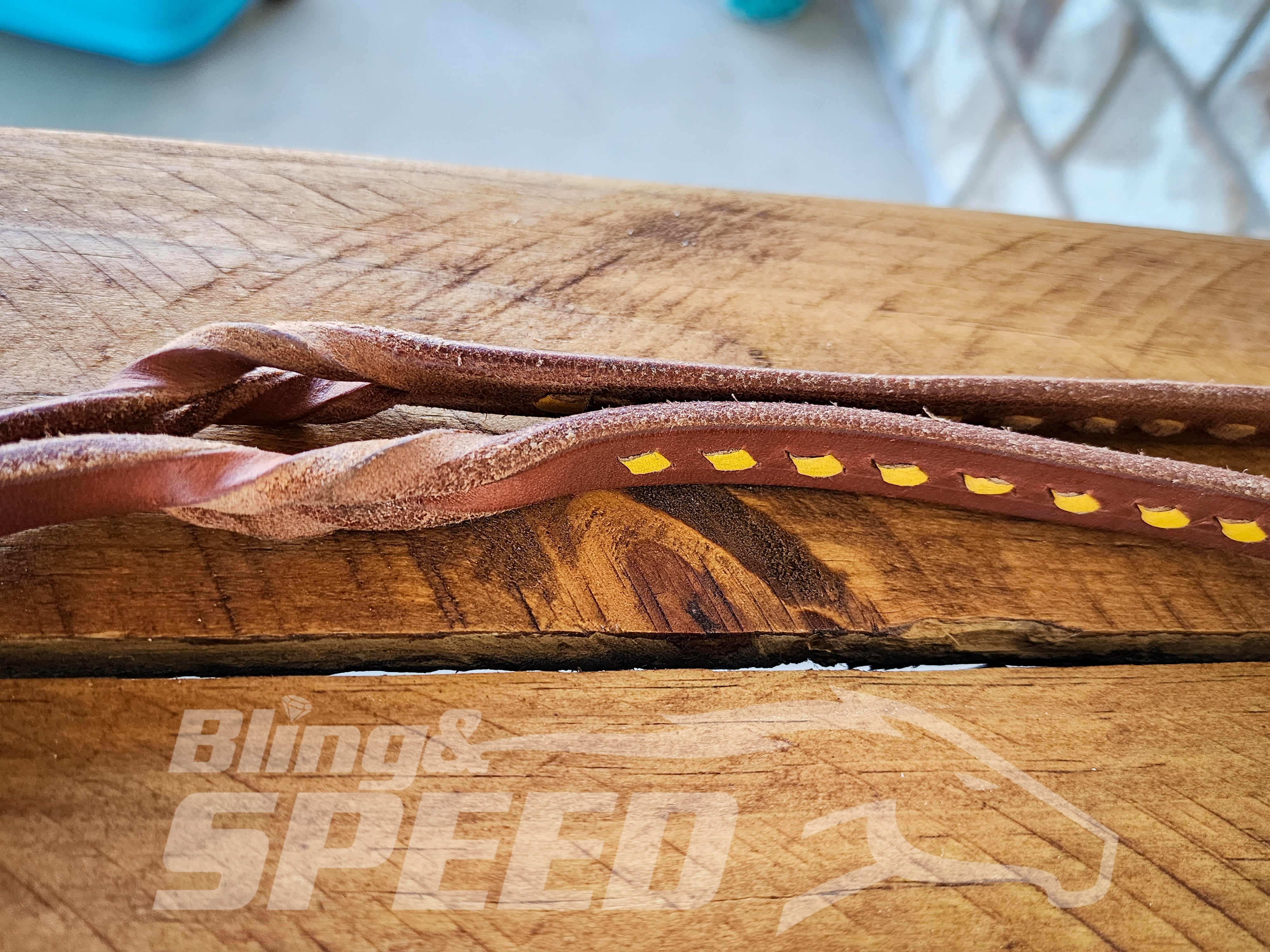 Bling & Speed Twisted Bloodknot Buckstitched Barrel Reins - Yellow (7977758523630)