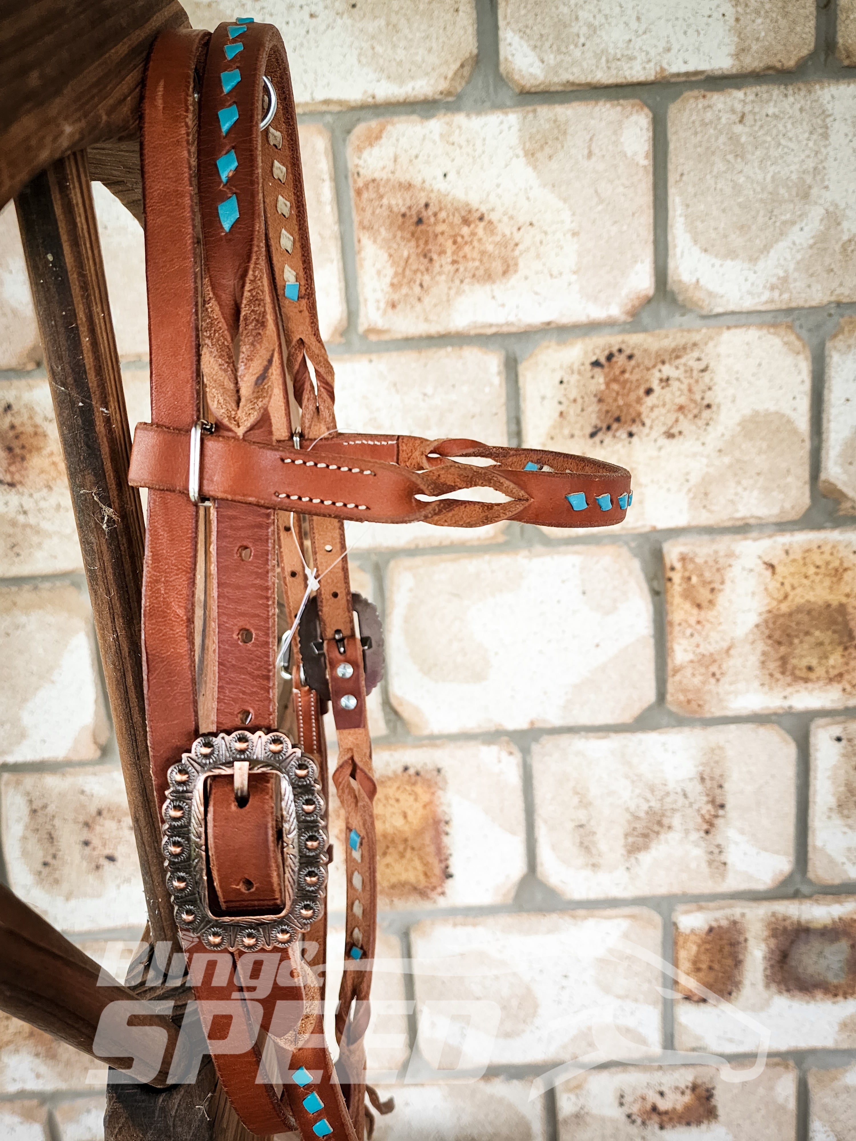 Bling and Speed Turquoise Buckstitched with Twisted Bloodknot Bridle (7981440270574)