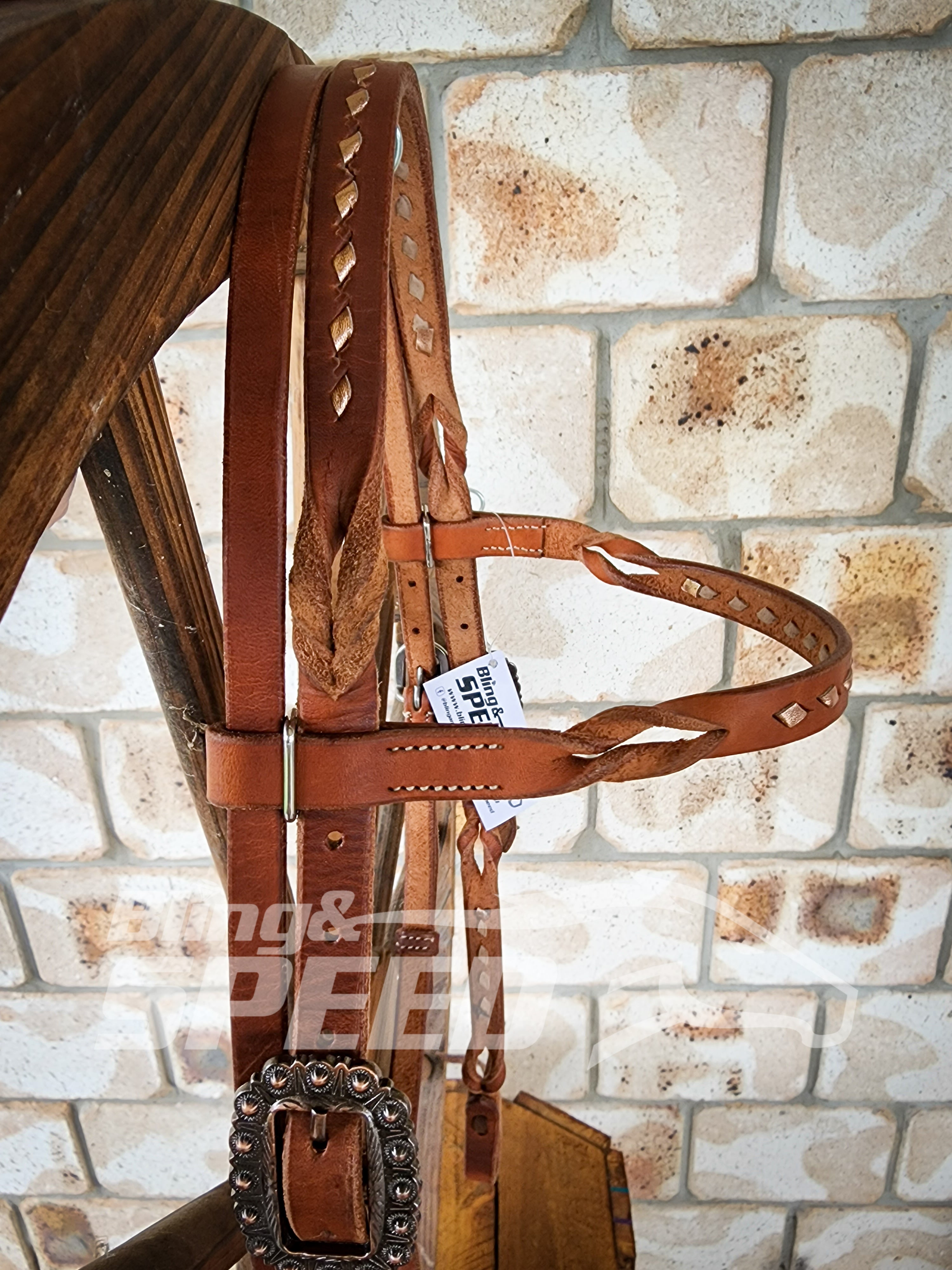 Bling and Speed Rose Gold Buckstitched with Twisted Bloodknot Bridle (7981440827630)